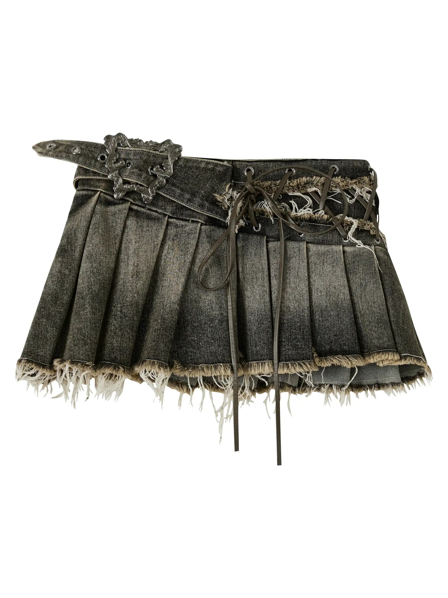 Steampunk Rivet Studded Denim Mini Skirt