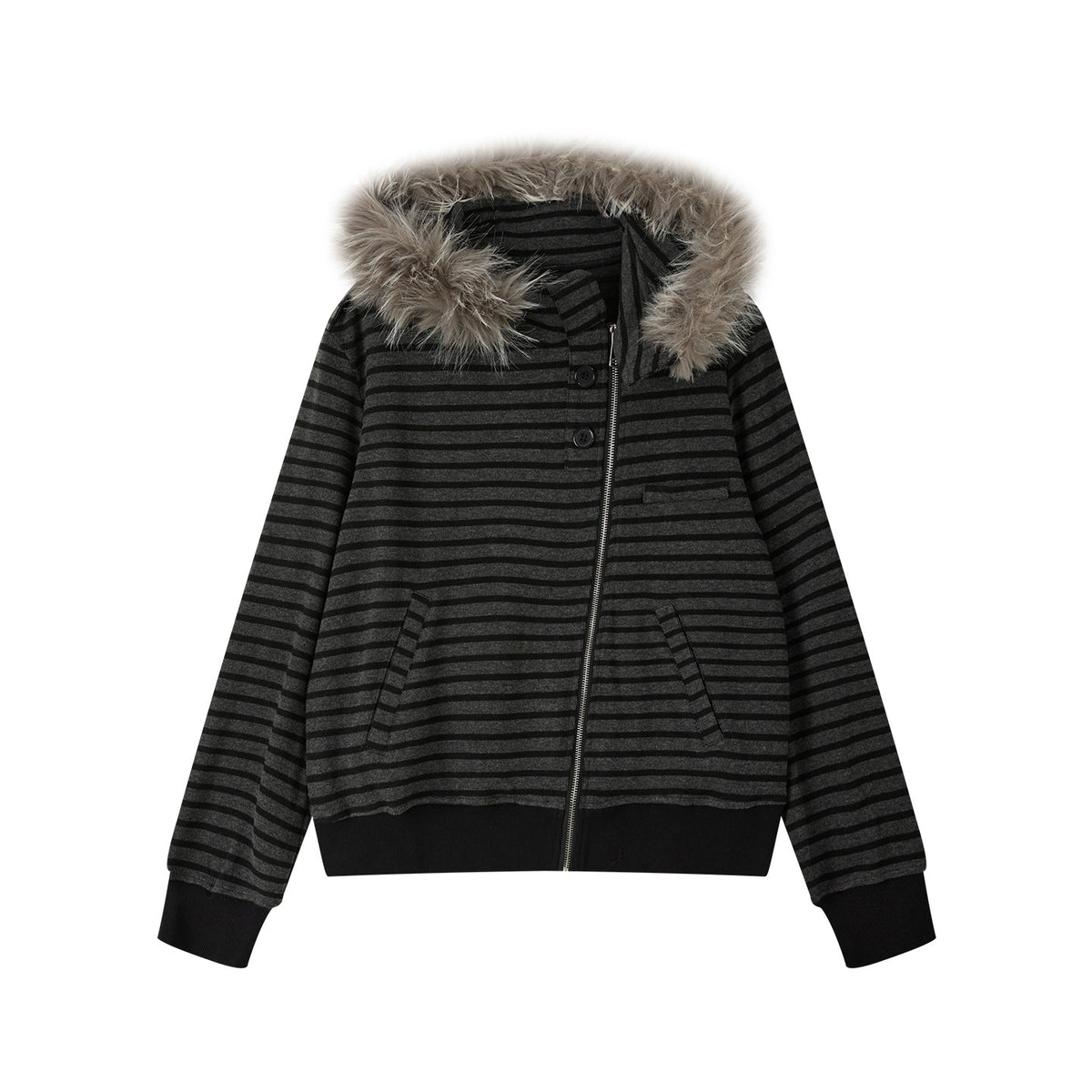 ALL_iN_plan_Striped_Faux_Fur_Collar_Loose_Fit_Women&