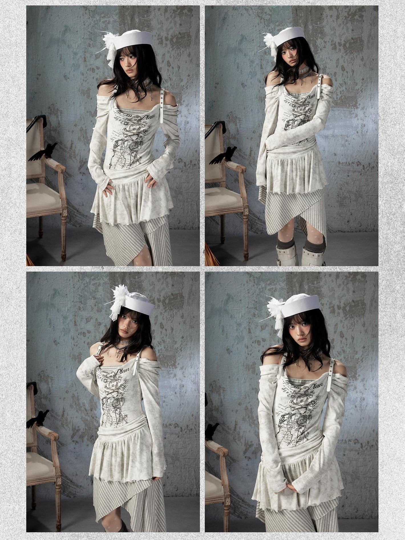 ALL iN plan Vintage Adjustable Off Shoulder Asymmetrical Women&