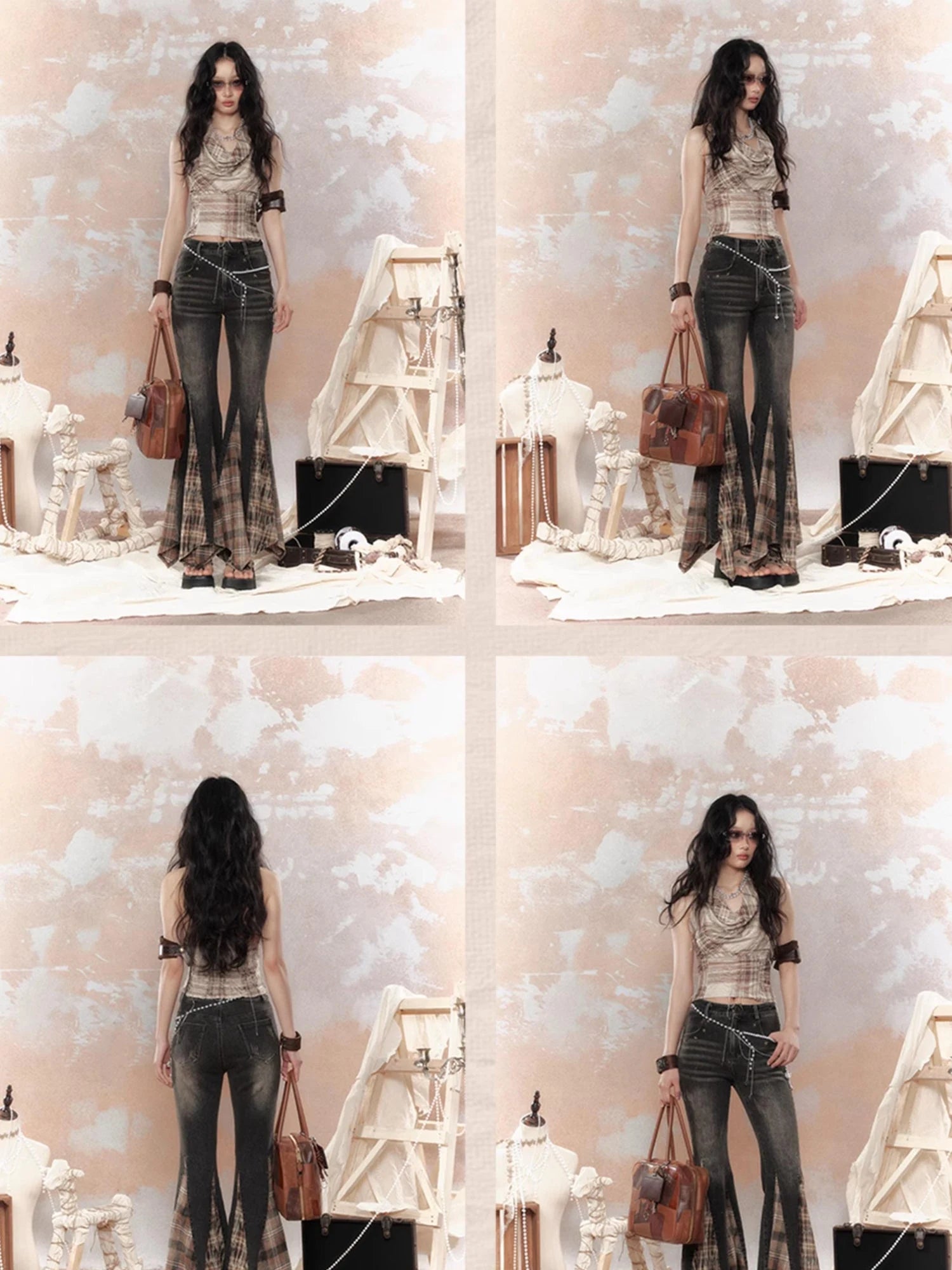 Vintage Lattice Duster Neck Multi Way Strap Top