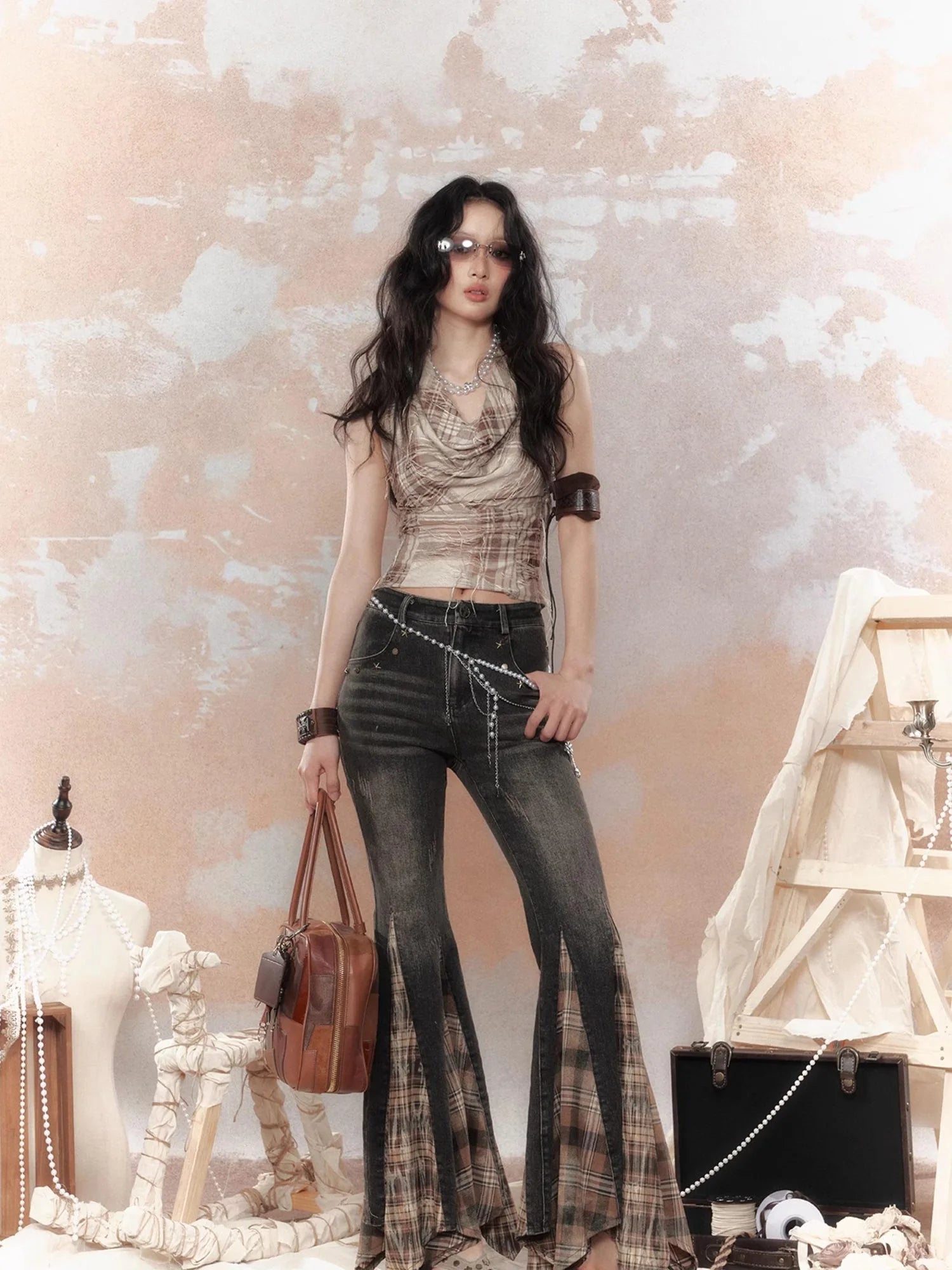 Vintage Lattice Duster Neck Multi Way Strap Top