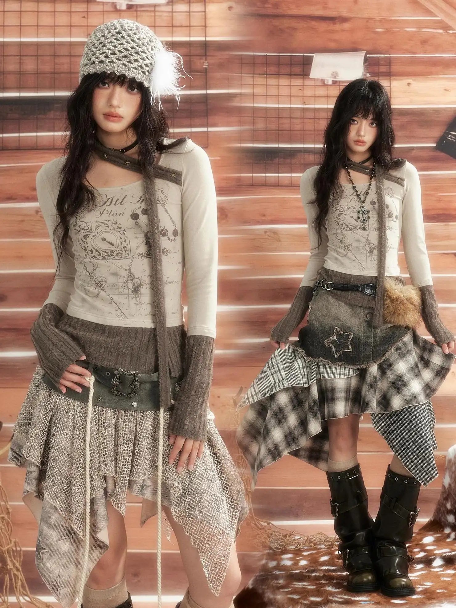 ALL iN plan Vintage Patchwork Scarf Print Fitted Top Cardigan