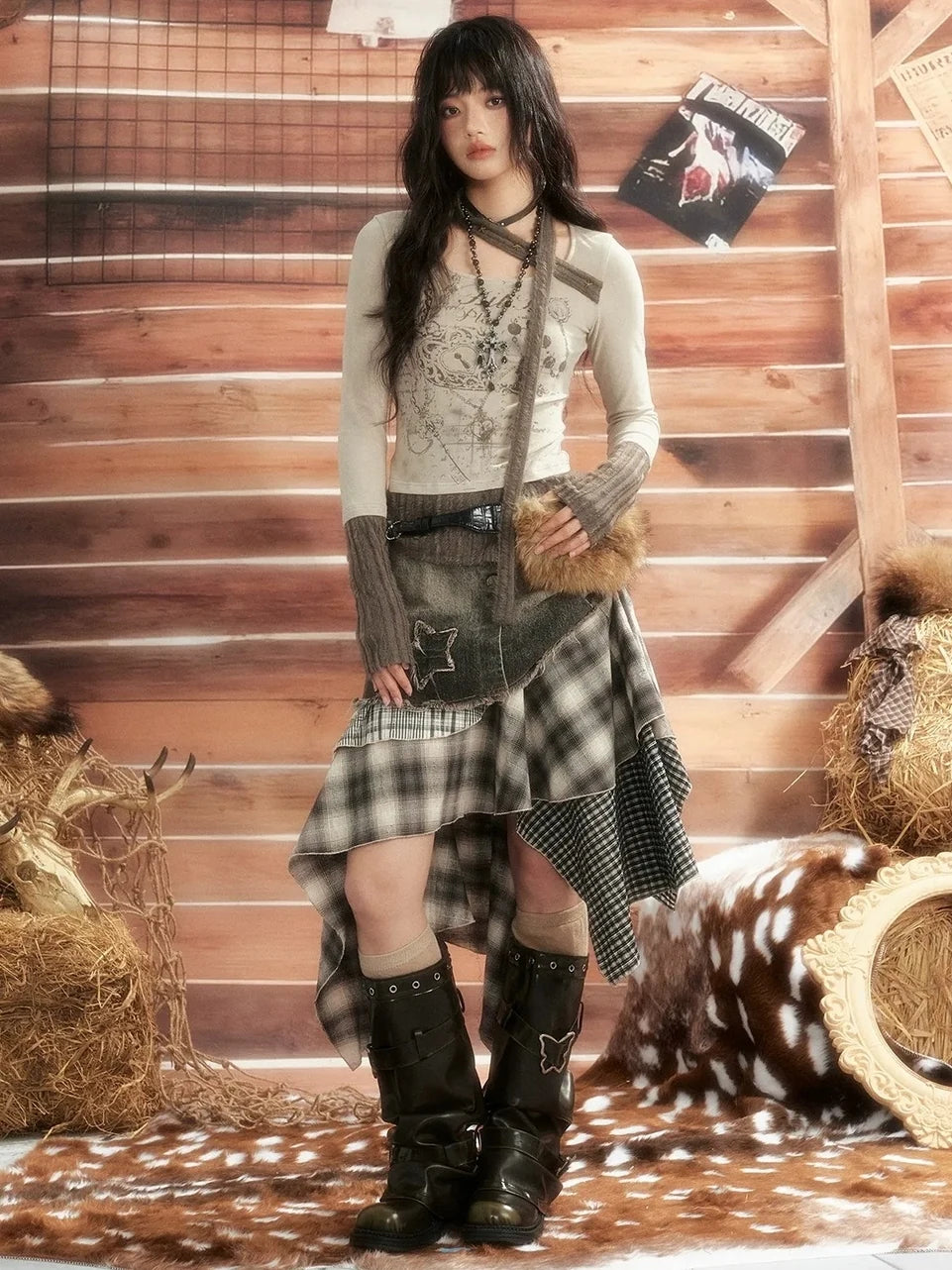 ALL iN plan Vintage Patchwork Scarf Print Fitted Top Cardigan