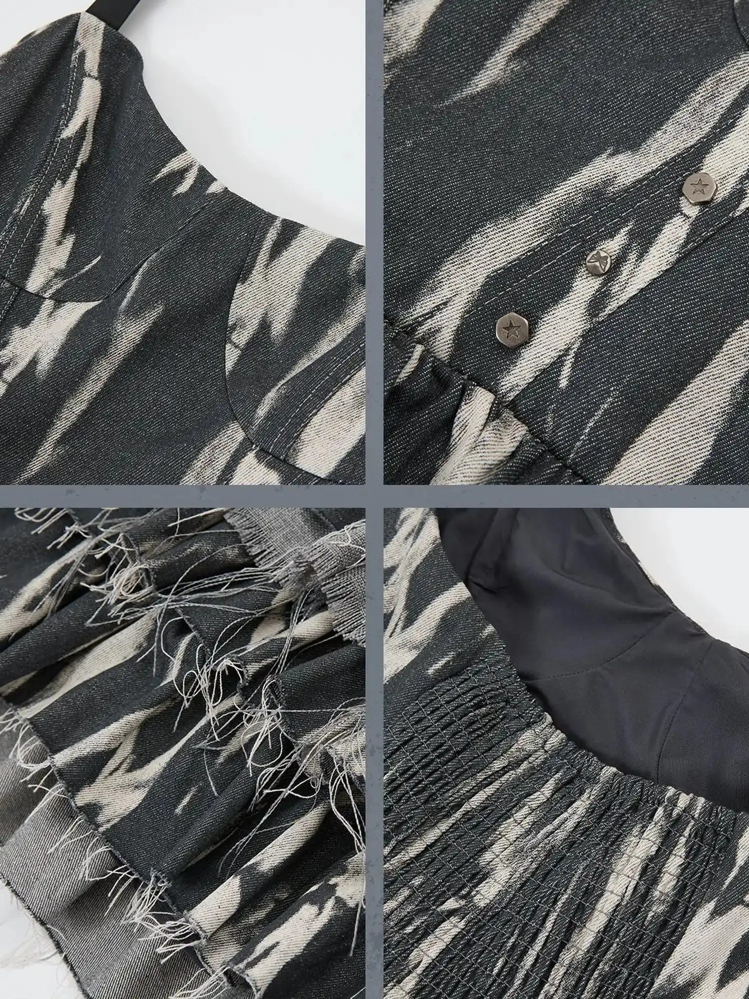 Vintage Tie Dye Raw Edge Halter Mini Dress