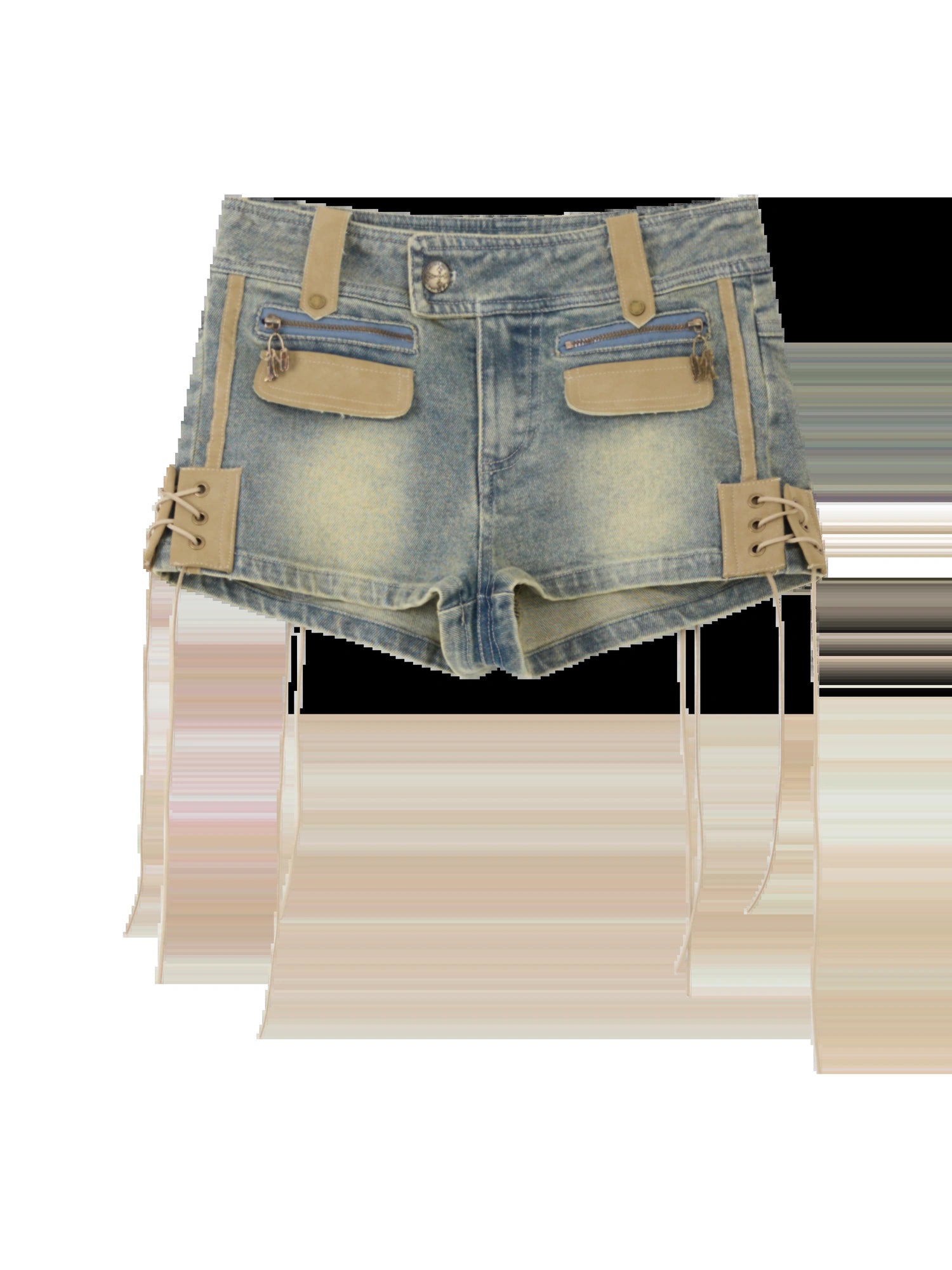 Vintage Washed Punk Denim Shorts