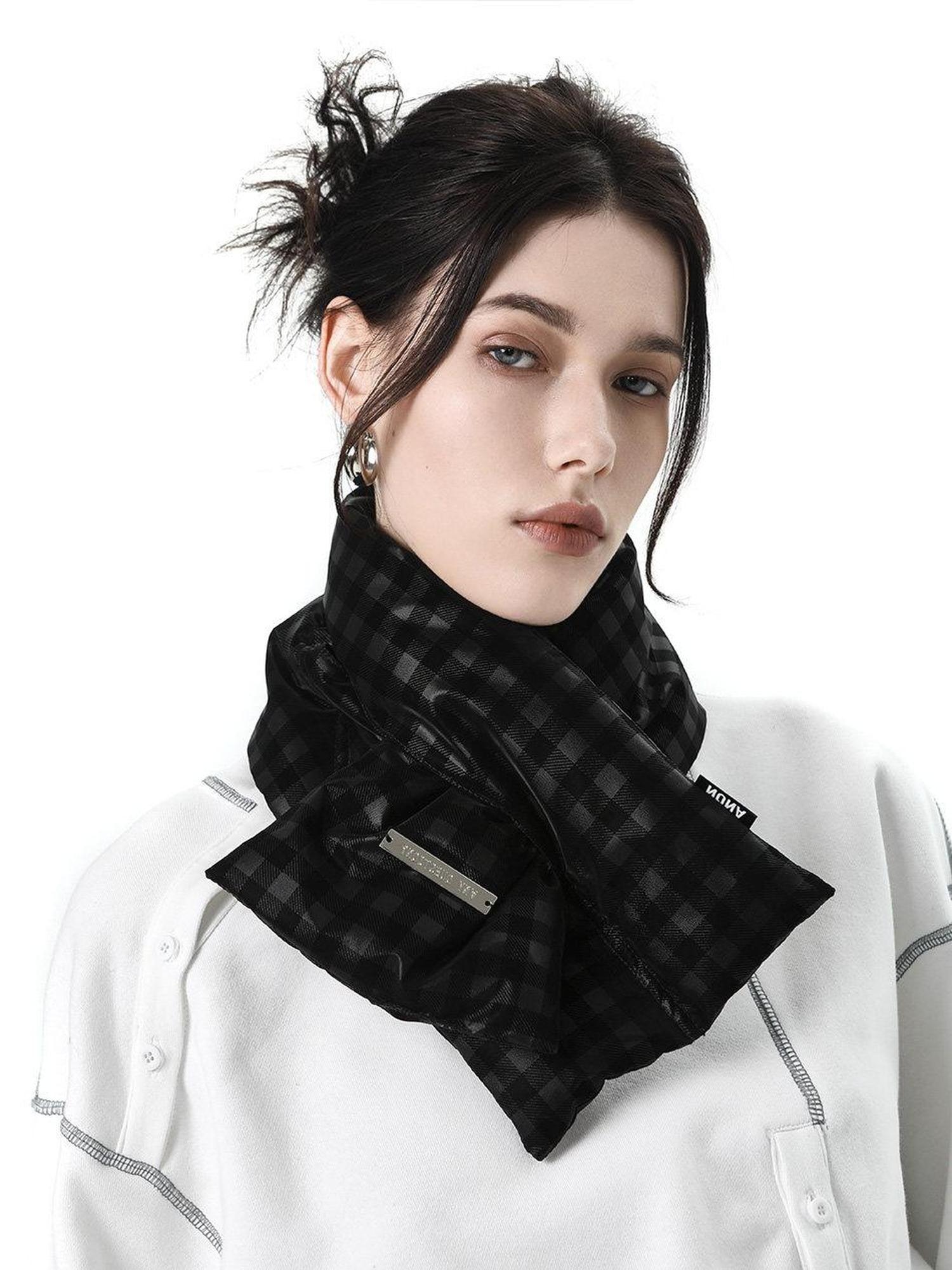 ANYQUESTION Black Dark Grid Pattern Women&