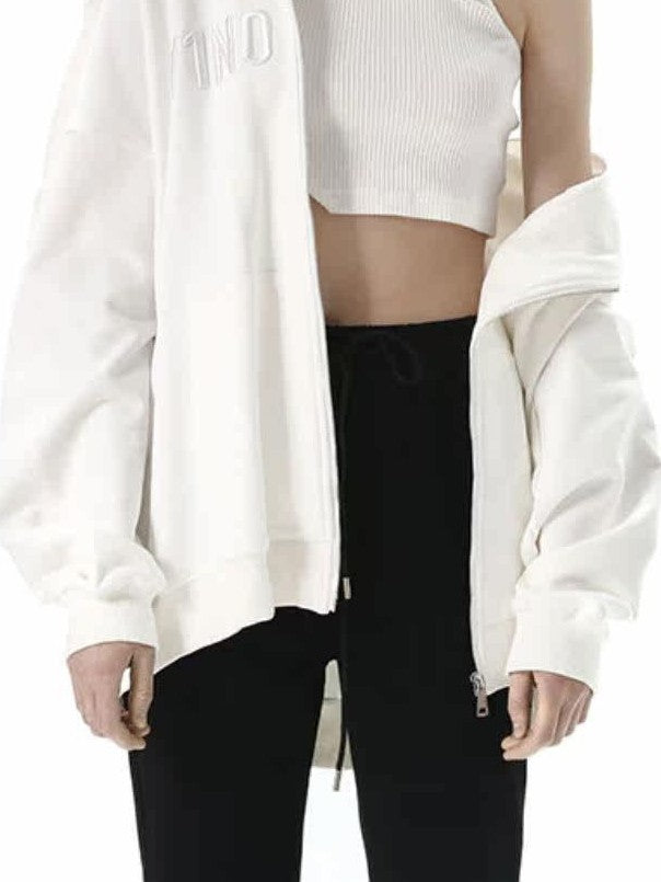 ANYQUESTION Black Grey Elastic Waist Patch Pocket Women&