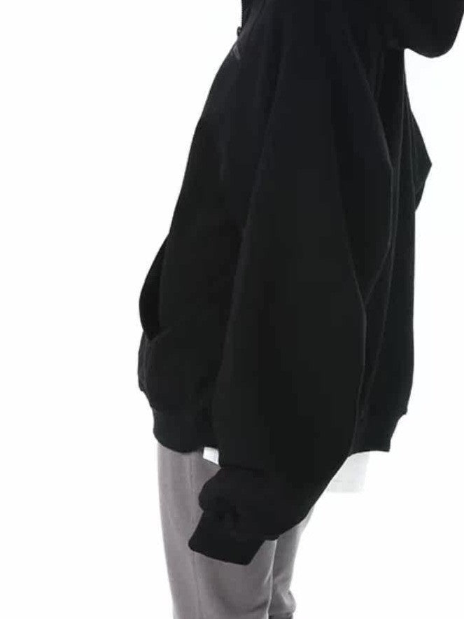 ANYQUESTION Black Grey Elastic Waist Patch Pocket Women&