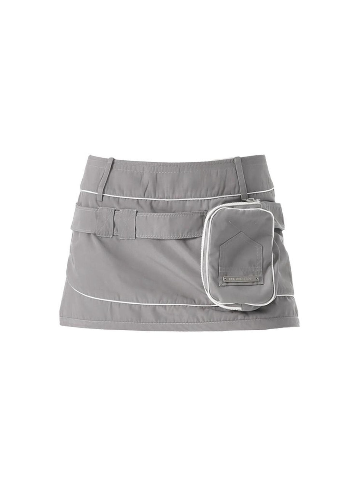 ANYQUESTION Black Grey Structured Pocket Utility Low Waist Women&