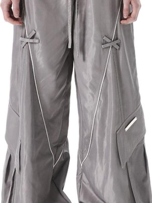 ANYQUESTION Black Grey Two Tone Functional Deconstructed 3d Pocket Women&