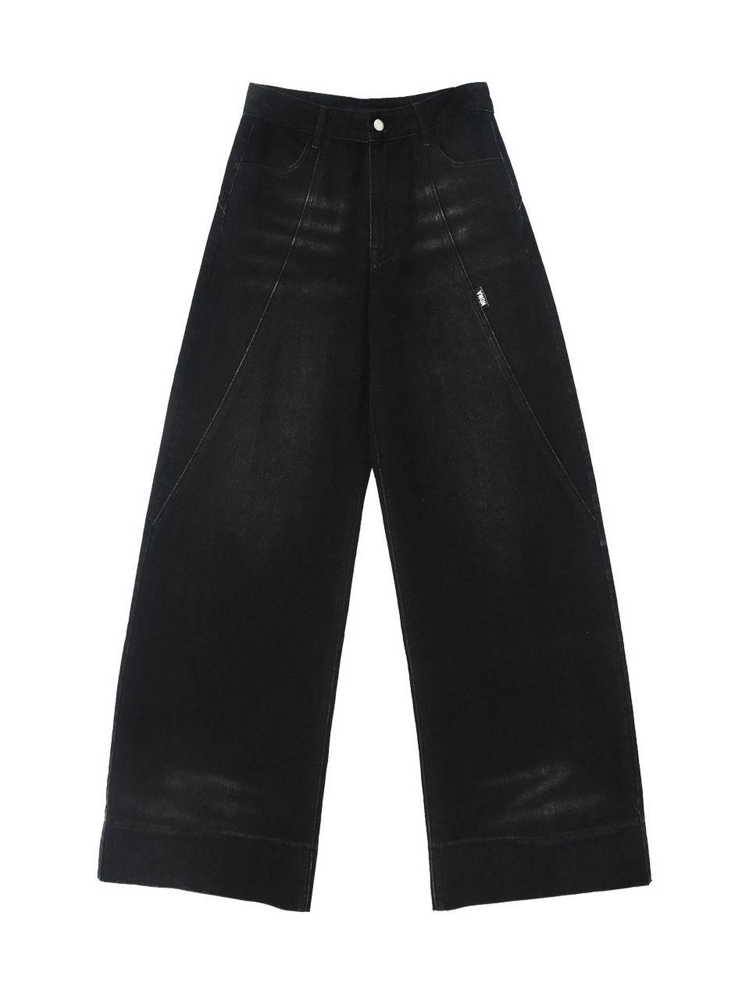 ANYQUESTION Black Heavy Wash Loose Low Rise Women&