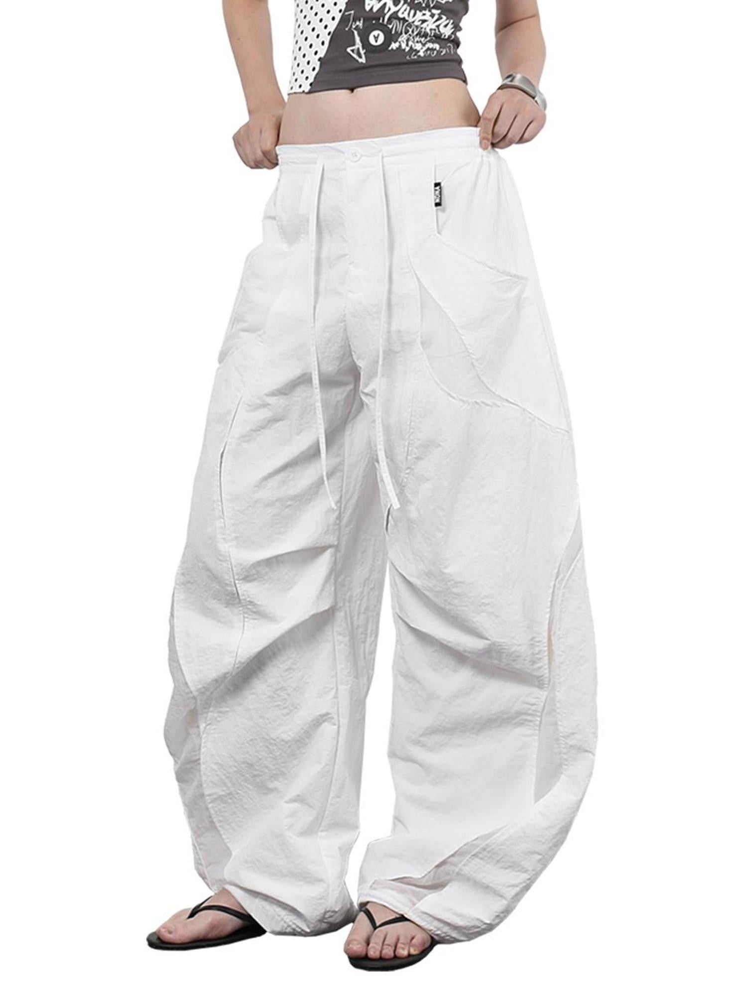 ANYQUESTION Black White Deconstructed Mesh Cargo Women&