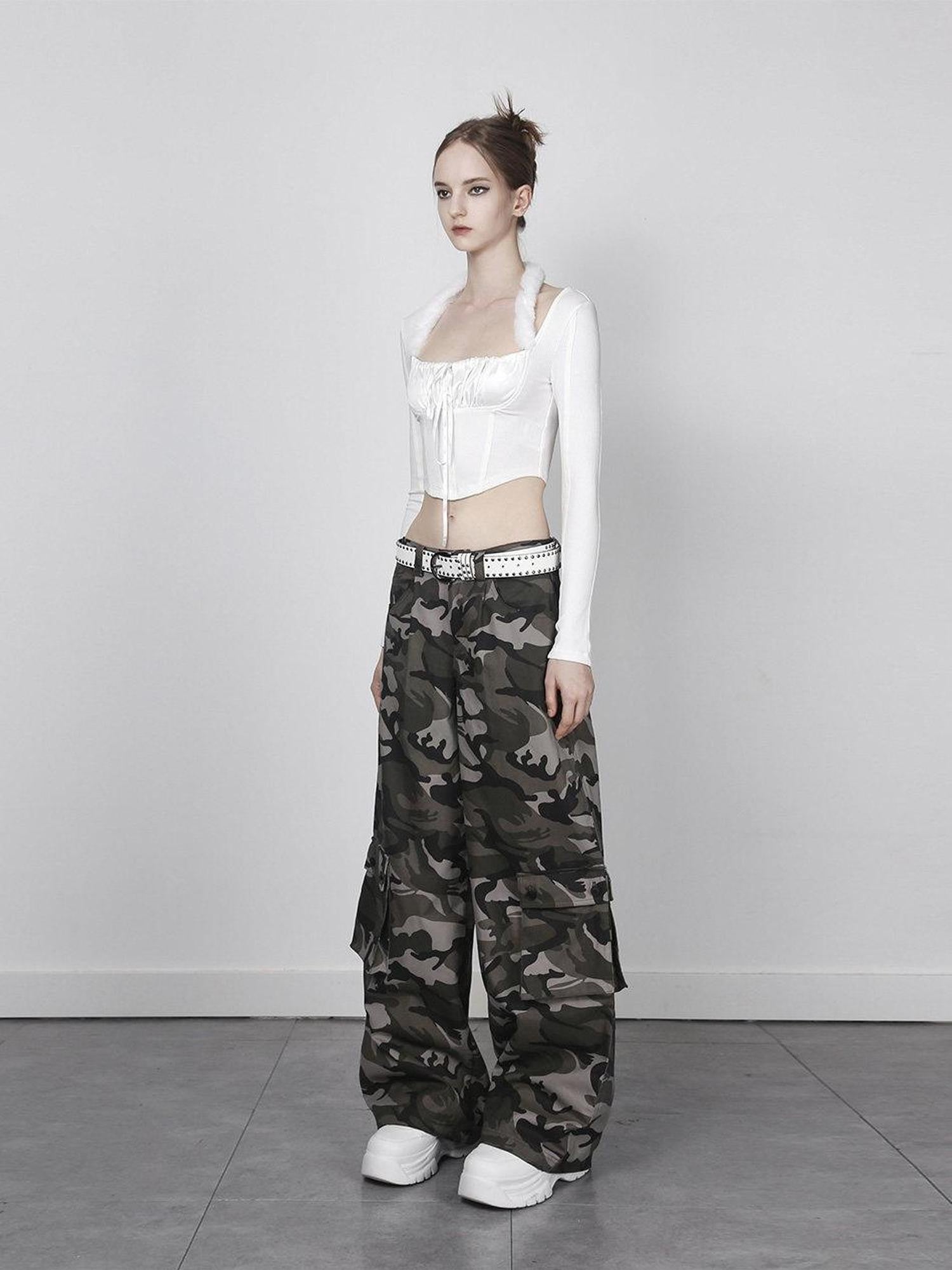 ANYQUESTION Black White Detachable Fur Tie Knit Halter Women&