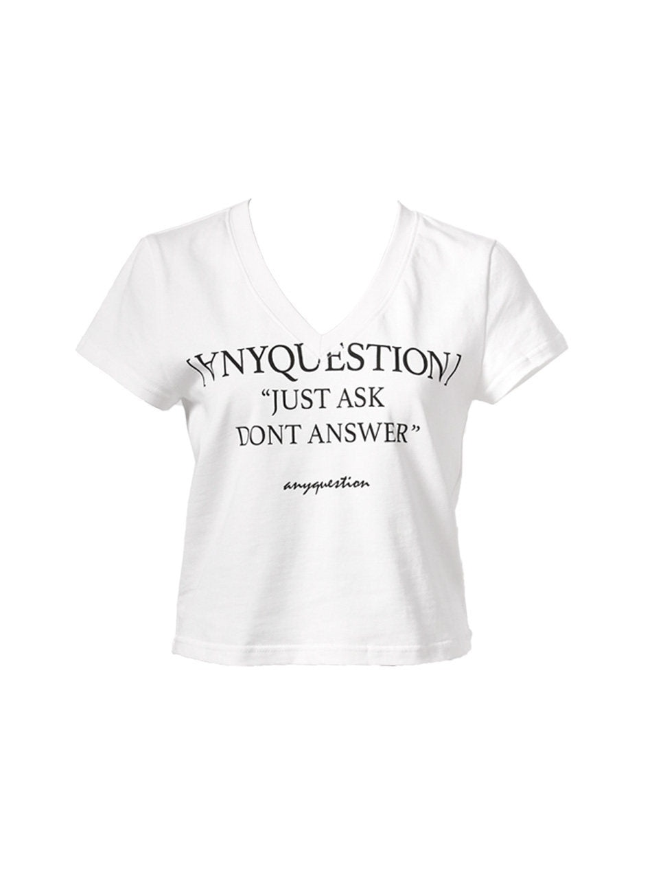 ANYQUESTION_Black_White_Letter_Print_V-neck_Slim_Women&