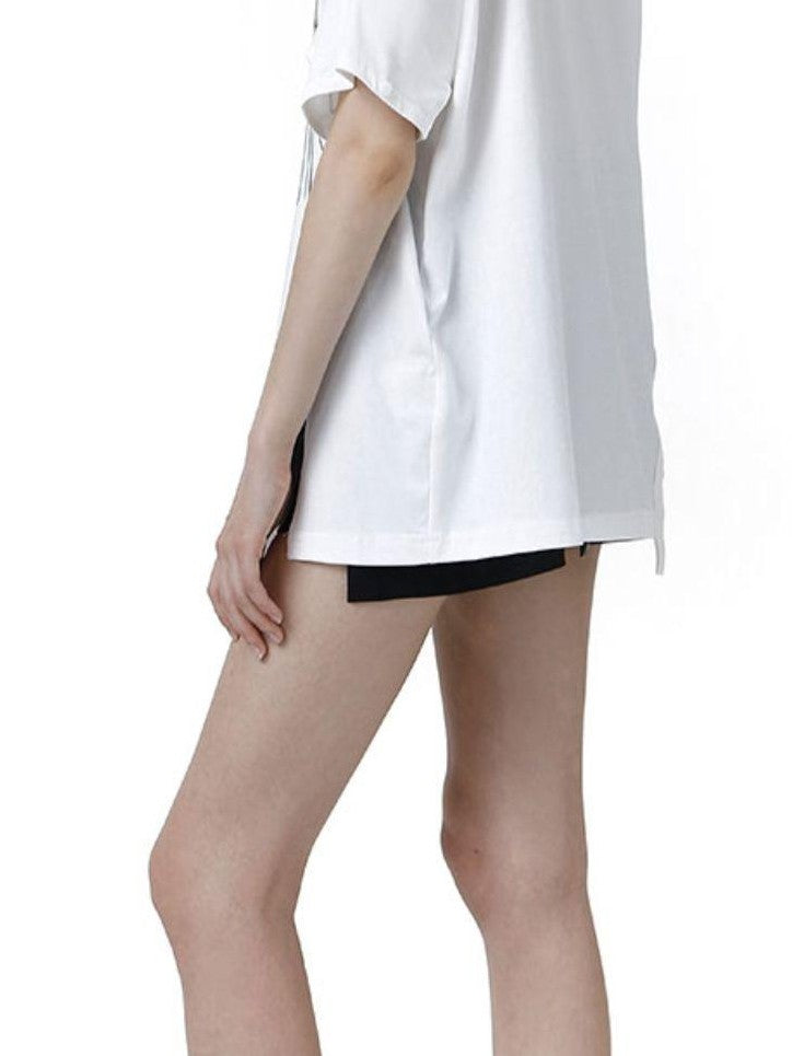 ANYQUESTION Detachable Graffiti Print Off Shoulder Women&