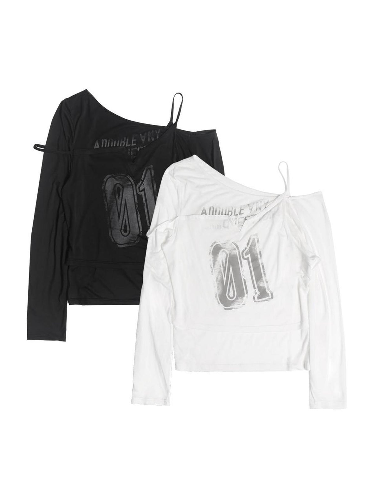 ANYQUESTION Semi Sheer Illusion Print Off Shoulder Lyocell Women&