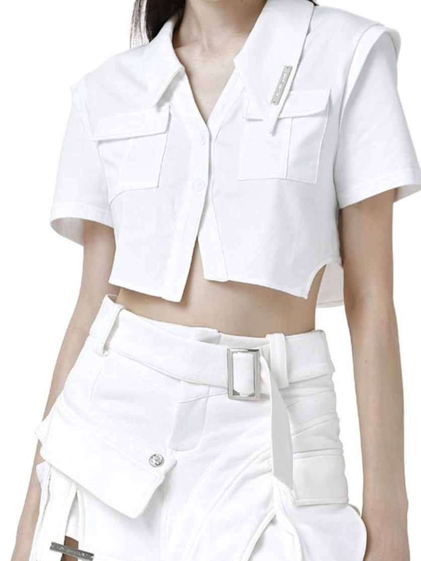 ANYQUESTION White Irregular Deconstructed Cutout Splice Sweatshirt Women&