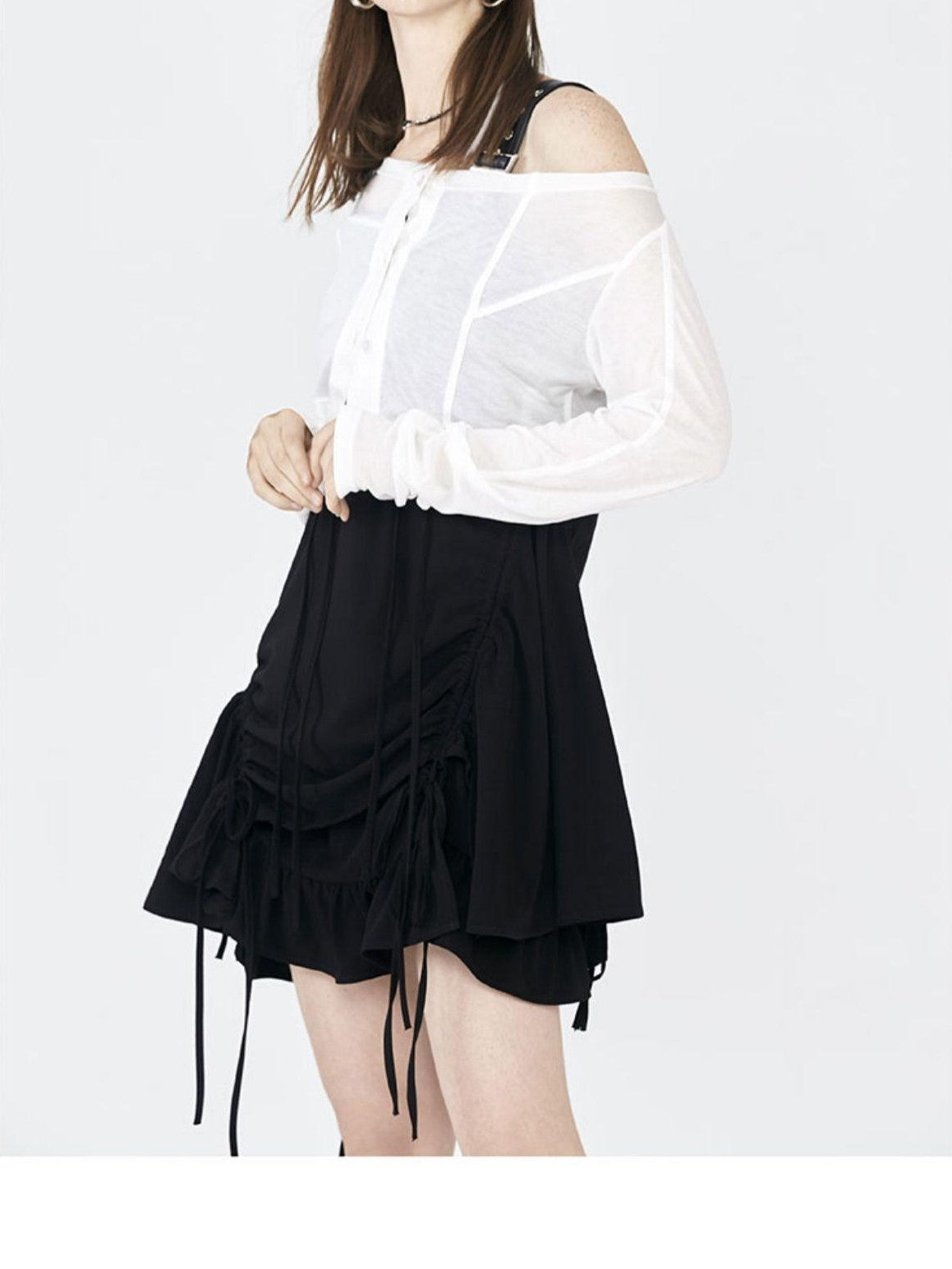 ANYQUESTION White Lightweight Seam Detail Single Button Women&