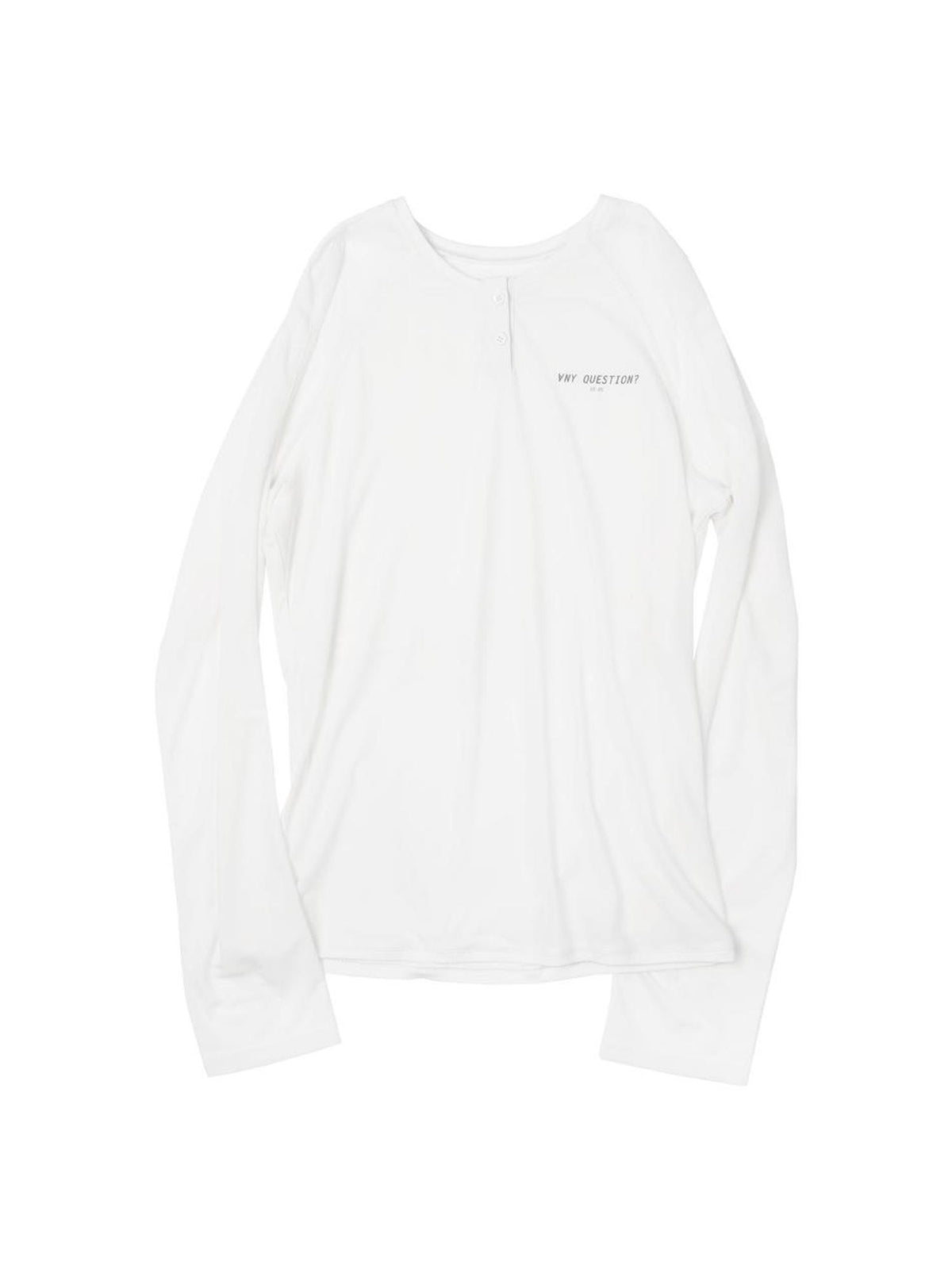 ANYQUESTION White Semi Sheer Double Layer Letter Print Women&