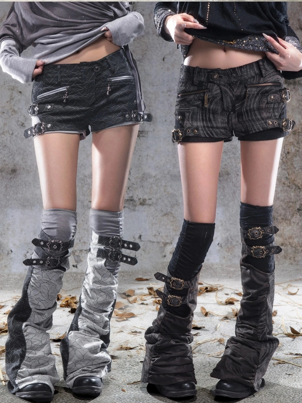 ARIADNAw Ariadne Embroidered Layered Shorts With Leg Warmers Pants