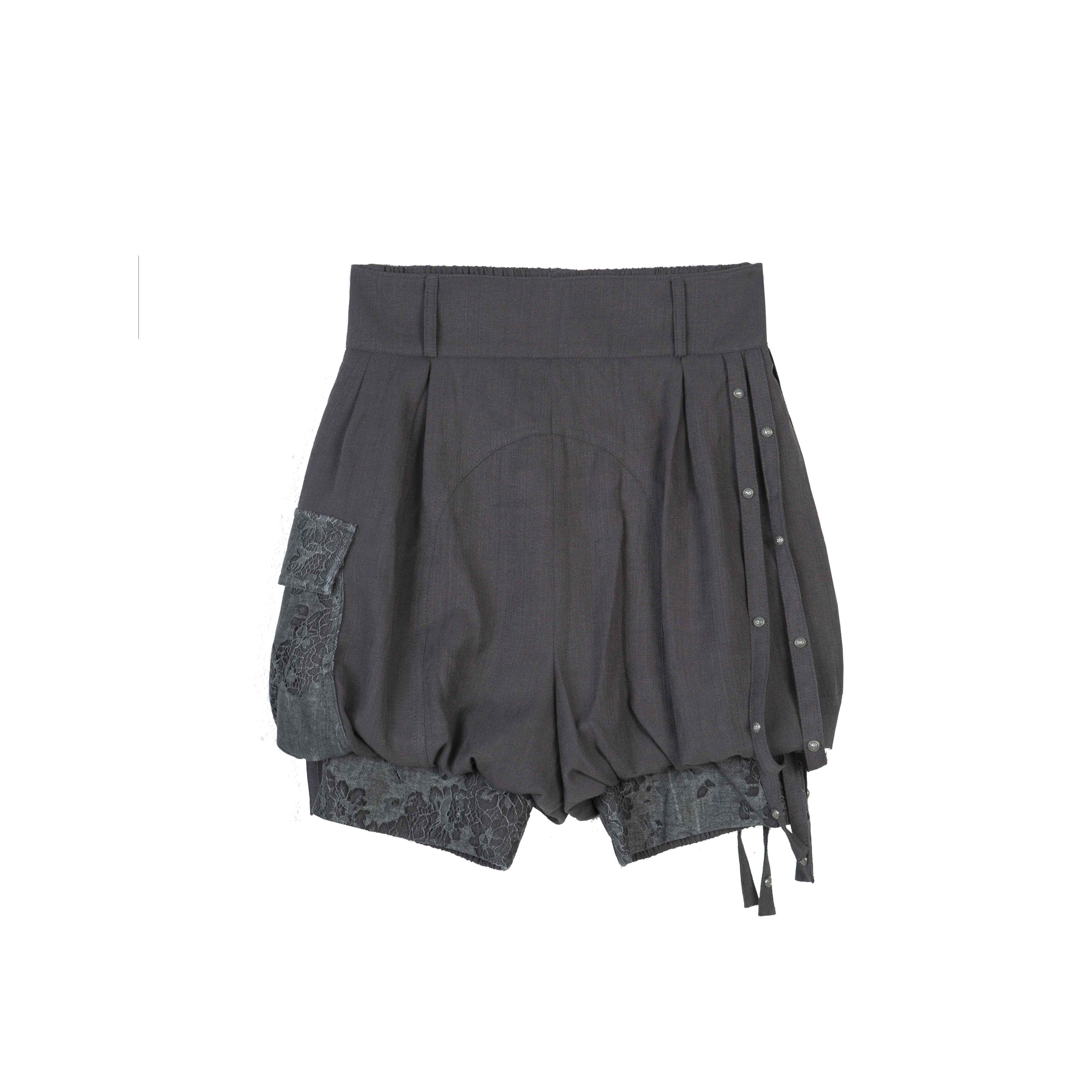 ARIADNAw Edgy Low Waist Punk Lantern Silhouette Womens Cream Mauve Utility Cargo Shorts