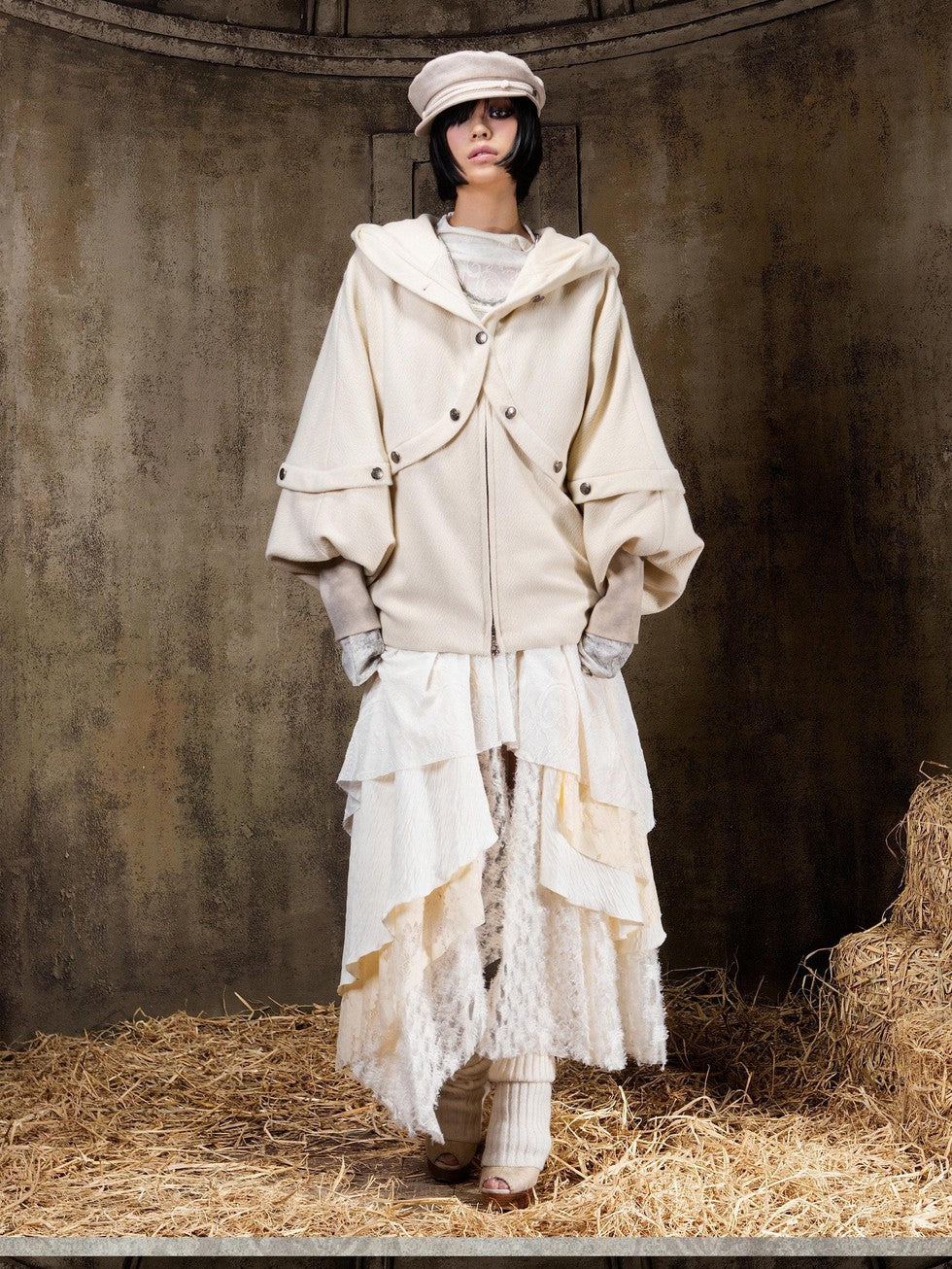 ARIADNAw Hooded Oversized Punk Gothic Regal Zipper Long Sleeve Women&