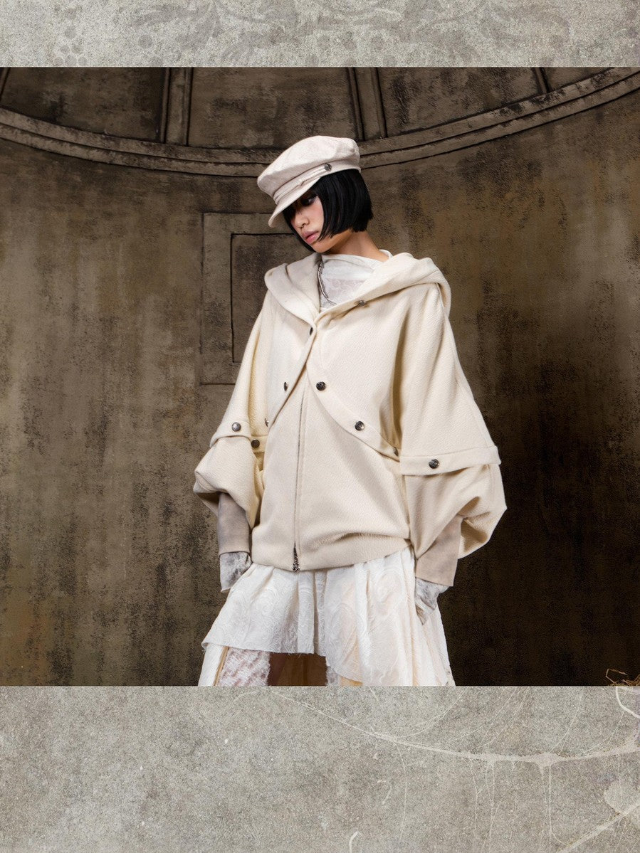 ARIADNAw Hooded Oversized Punk Gothic Regal Zipper Long Sleeve Women&