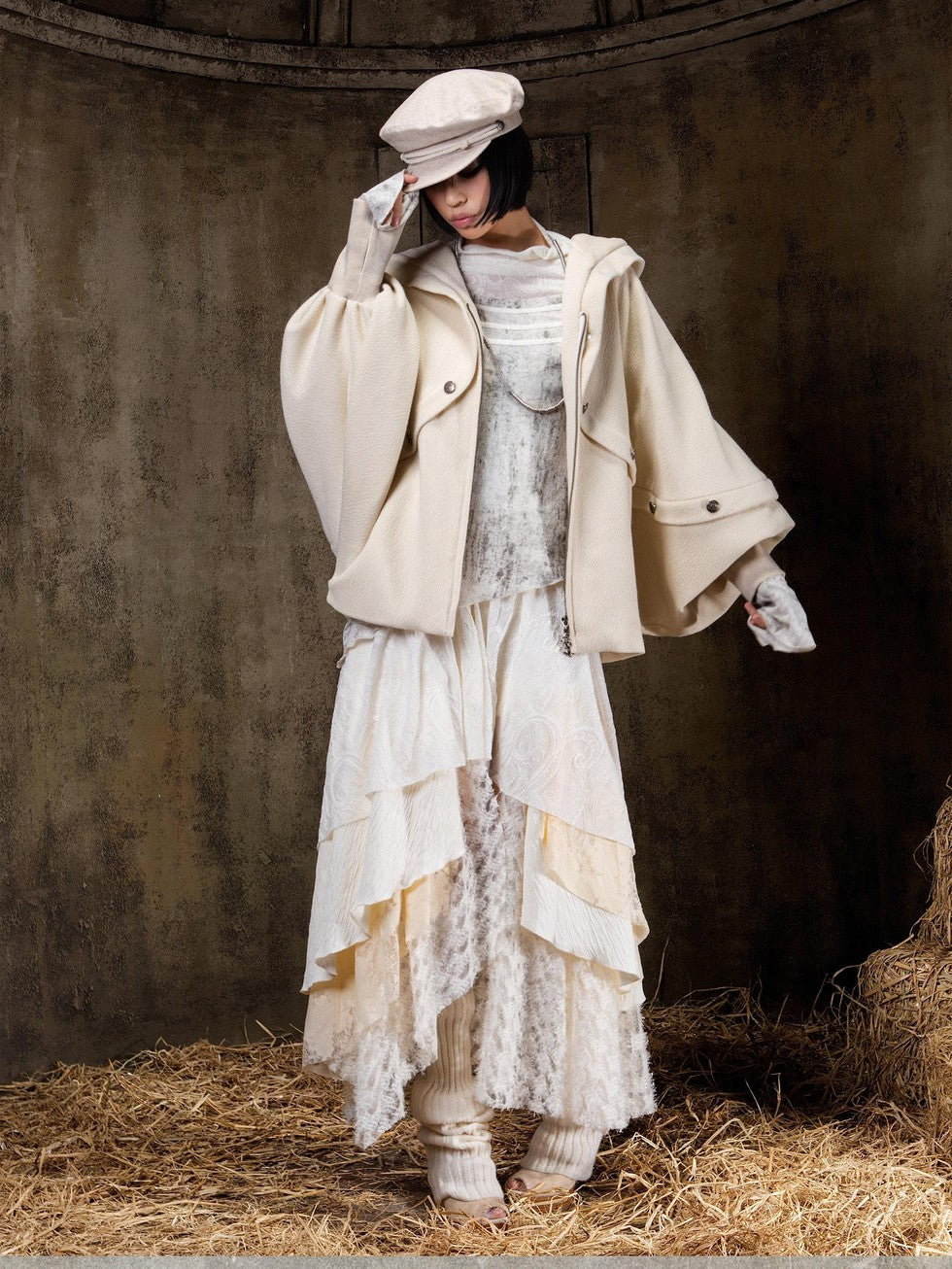 ARIADNAw Hooded Oversized Punk Gothic Regal Zipper Long Sleeve Women&