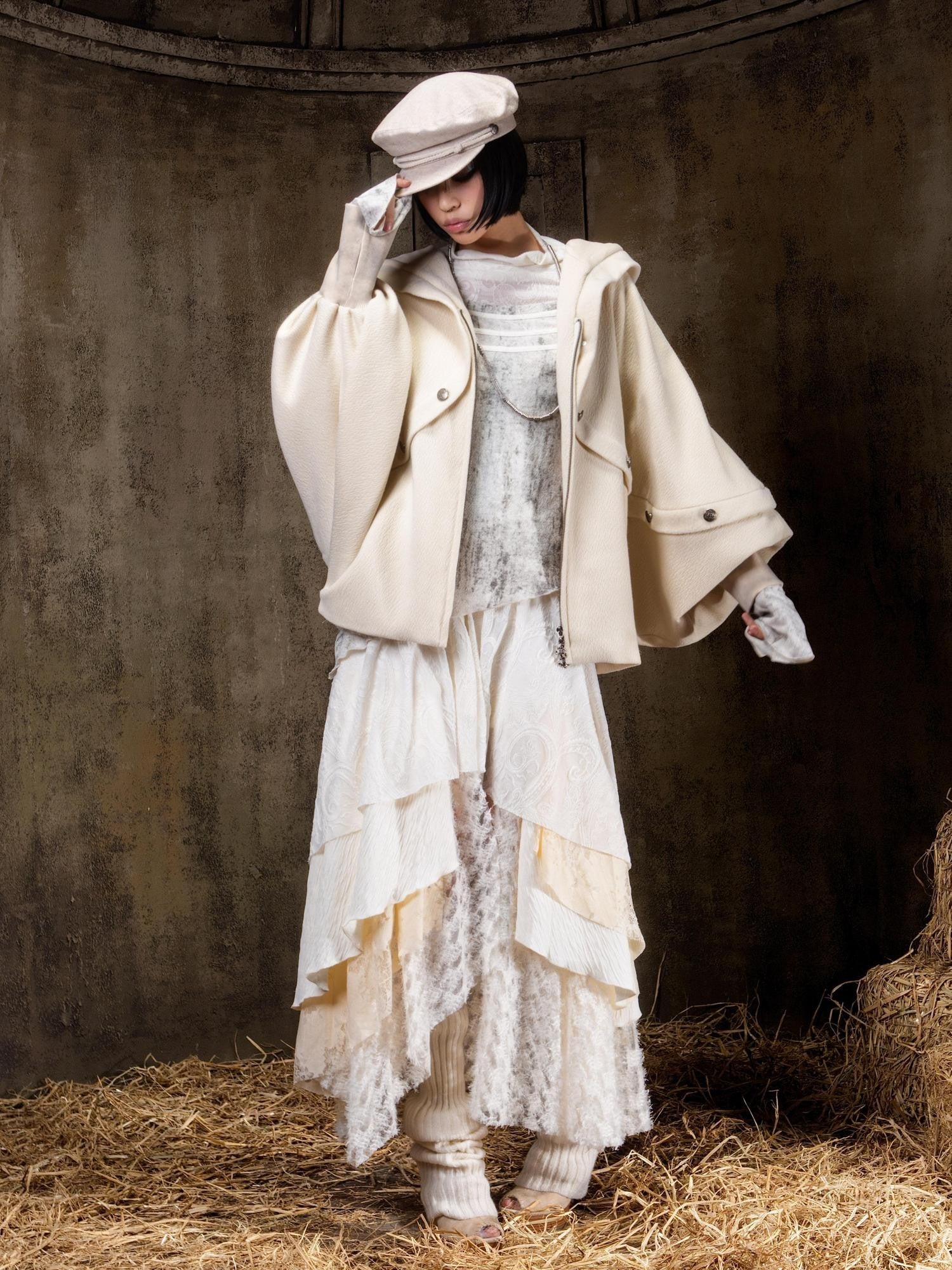 ARIADNAw Hooded Oversized Punk Gothic Regal Zipper Long Sleeve Women&