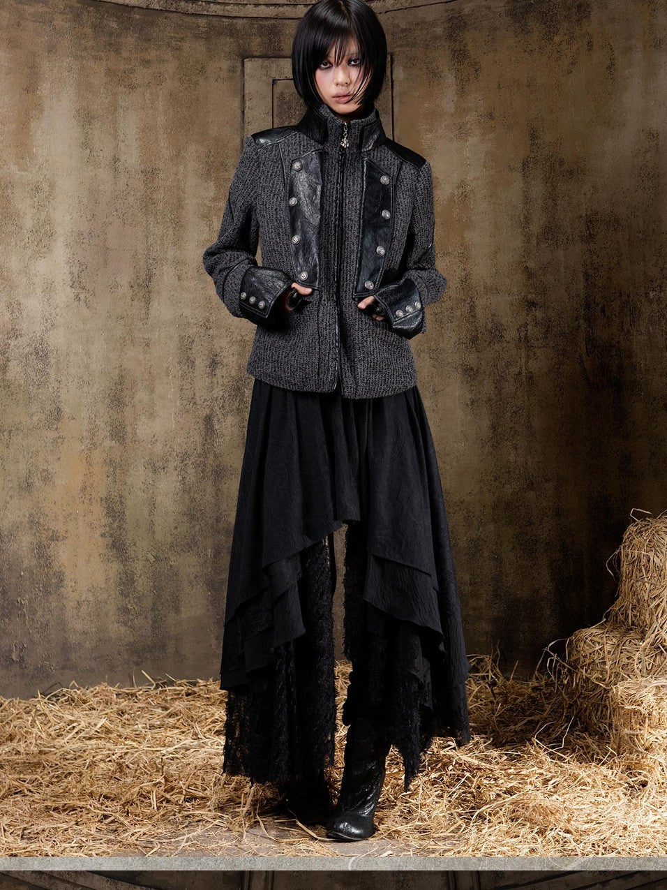 ARIADNAw Lace Up Biker Punk Retro Women&