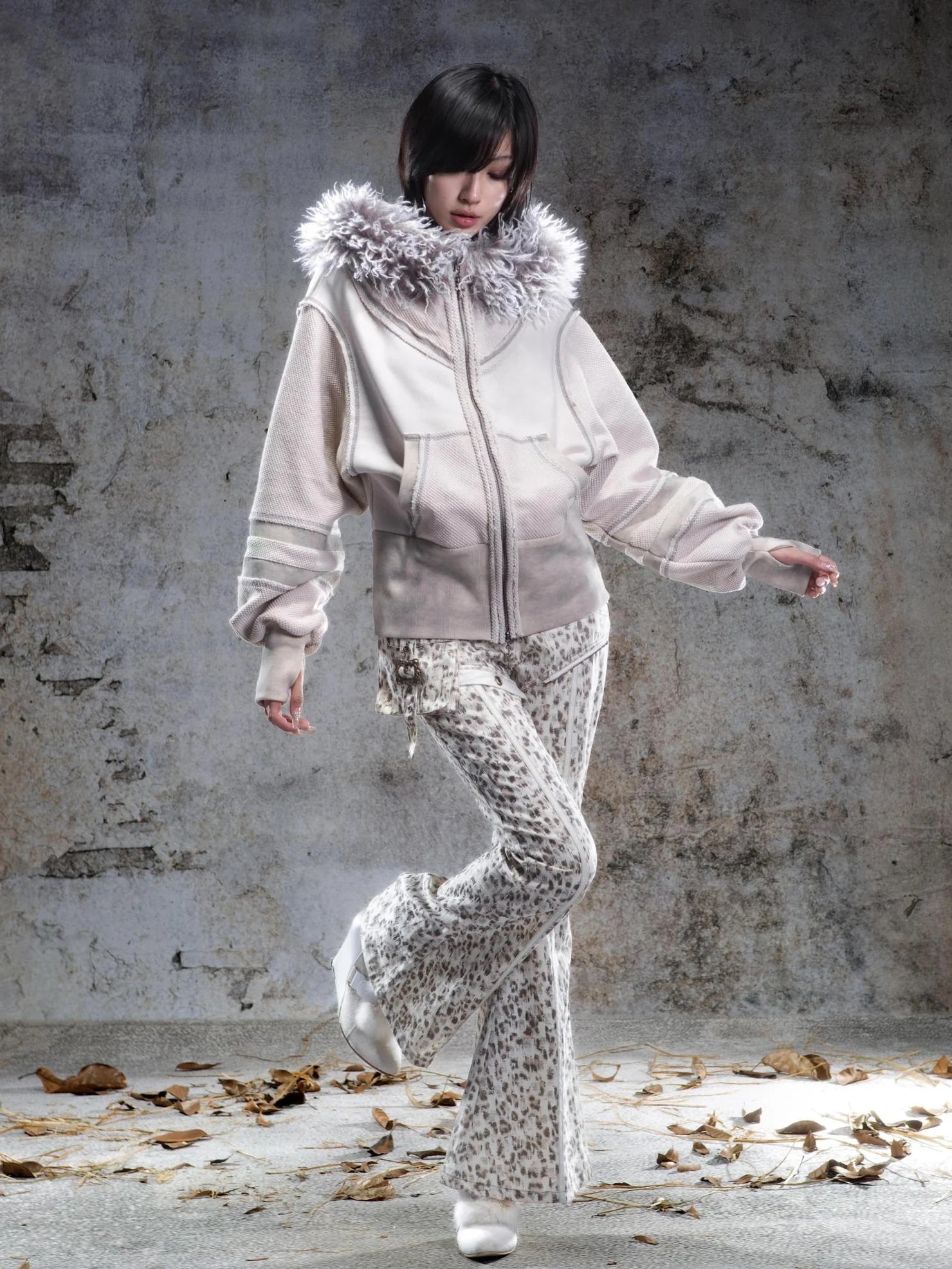 ARIADNAw Leopard Print Pocket Flared Pants Pants