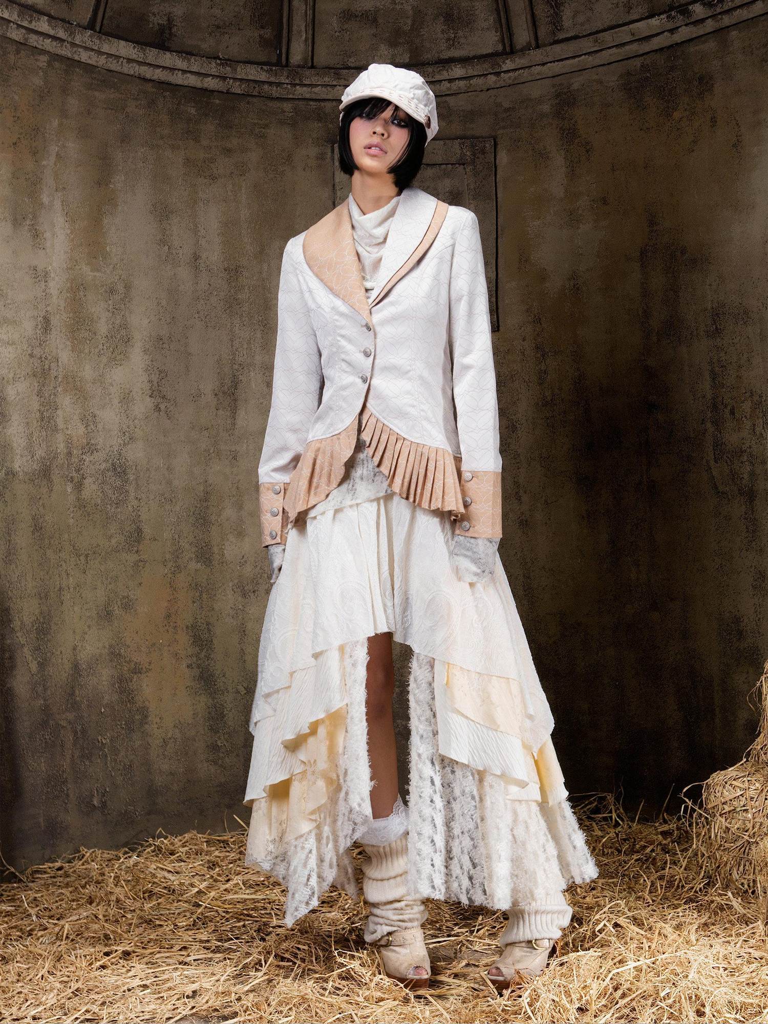 ARIADNAw Lightweight Victorian Asymmetric Everyday Lapel Button Long Sleeve Blouse