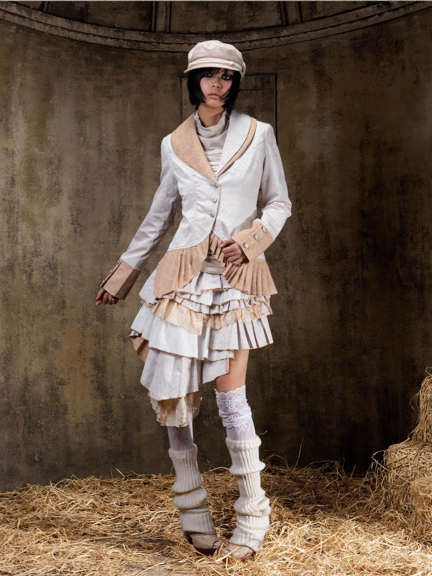 ARIADNAw Lightweight Victorian Asymmetric Everyday Lapel Button Long Sleeve Blouse