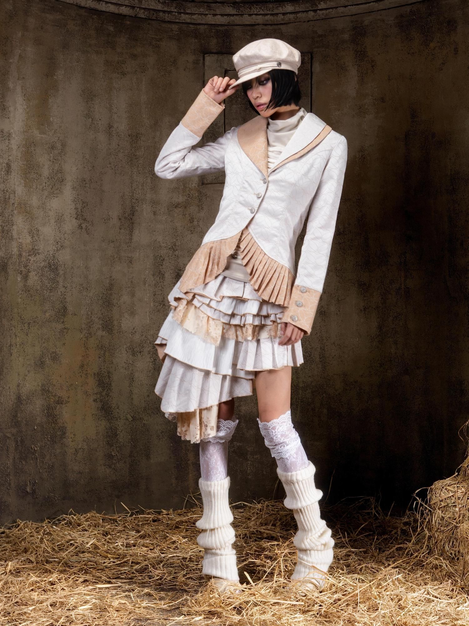 ARIADNAw Lightweight Victorian Asymmetric Everyday Lapel Button Long Sleeve Blouse