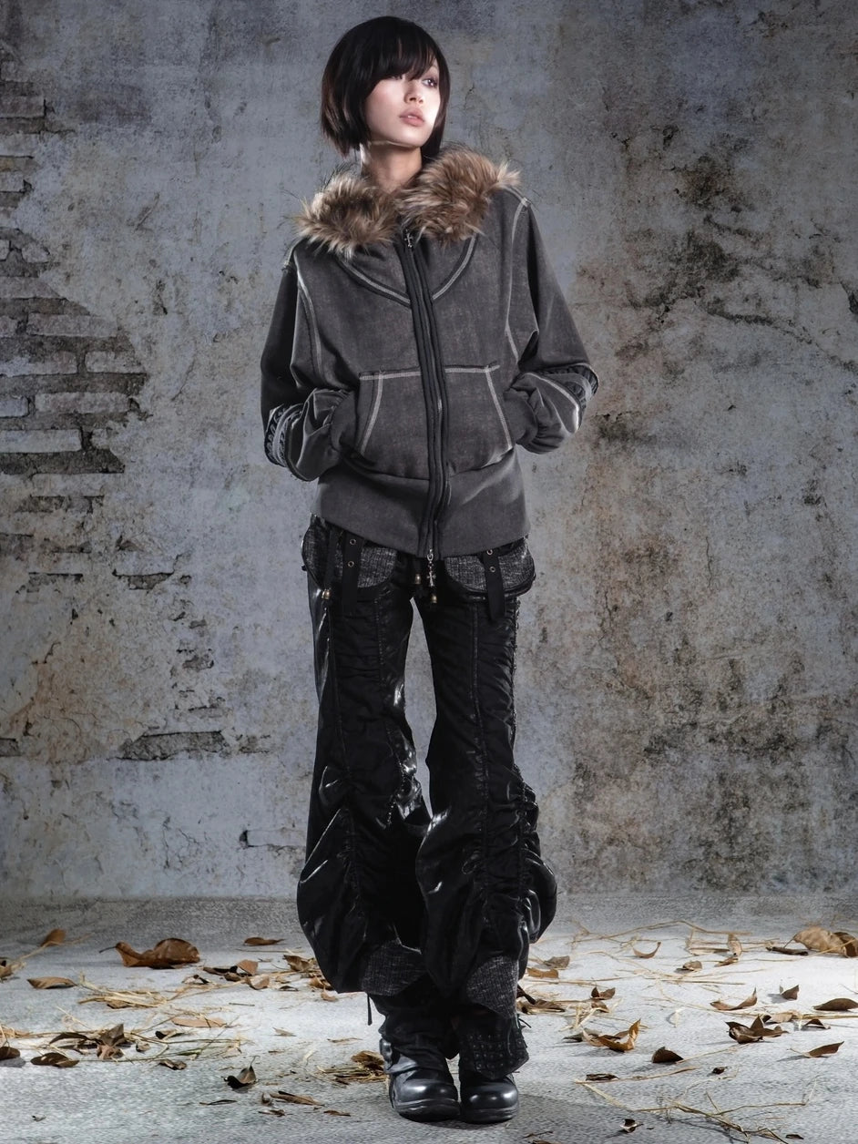 ARIADNAw Oversized Hooded Sweatshirt With Lantern Sleeves Jacket