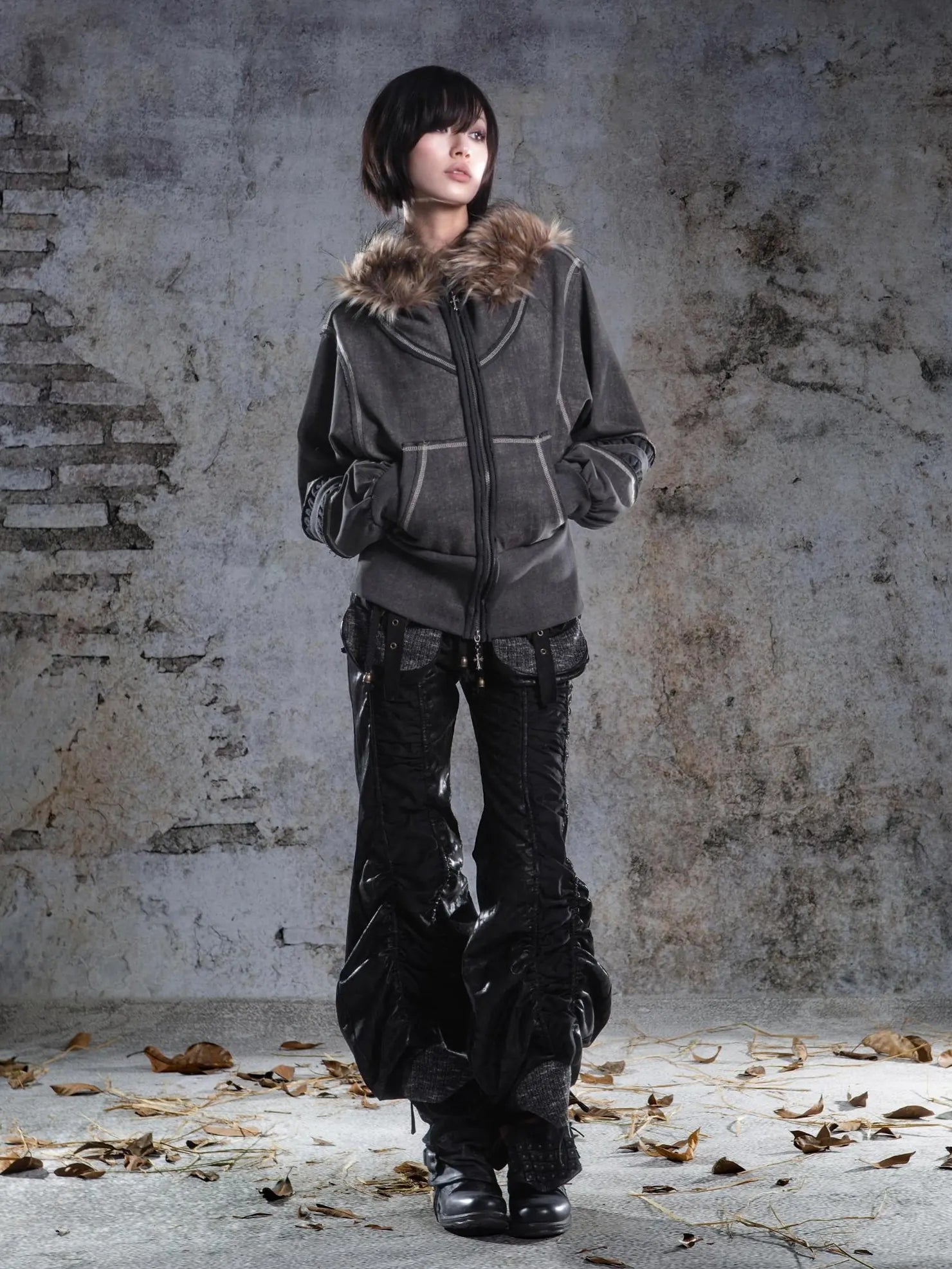 ARIADNAw Oversized Hooded Sweatshirt With Lantern Sleeves Jacket