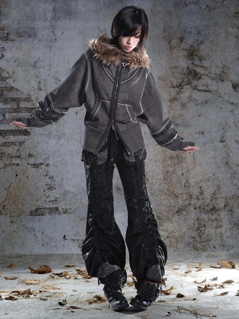 ARIADNAw Oversized Hooded Sweatshirt With Lantern Sleeves Jacket