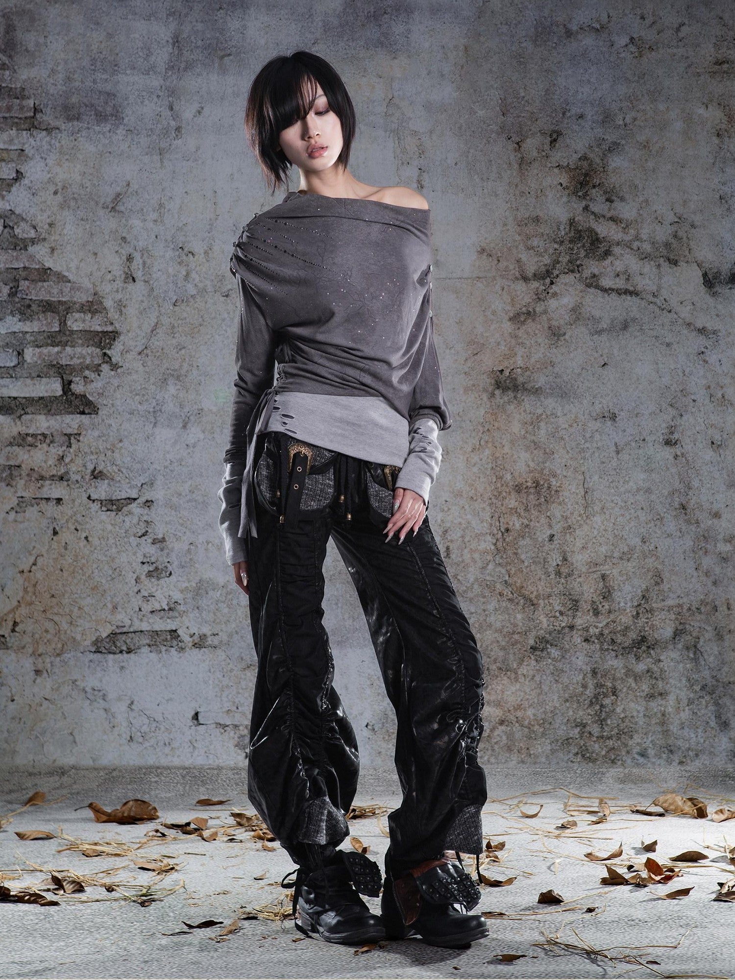 ARIADNAw Pleated Spliced Rock Drawstring Lantern Convertible Women&