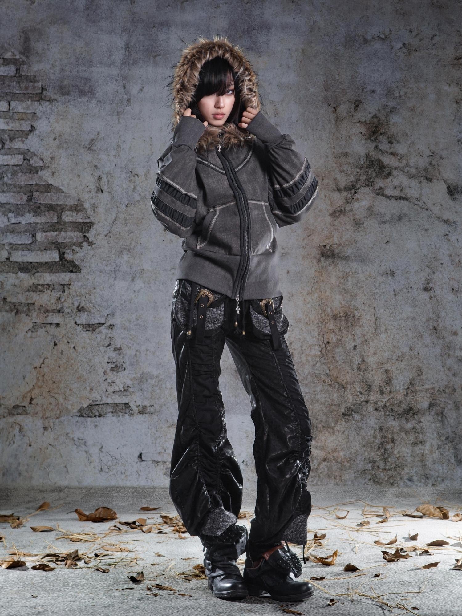 ARIADNAw Pleated Spliced Rock Drawstring Lantern Convertible Women&