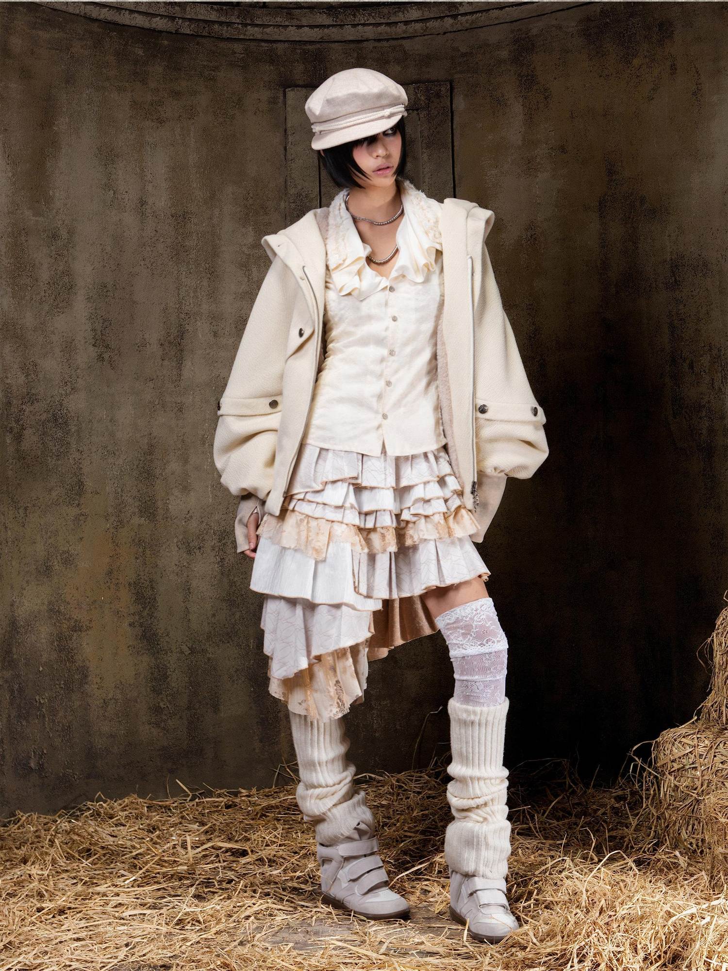 ARIADNAw Regal Multi Layer Puff Loose Fit Mid Rise Women City Date Travel Mini Skirt