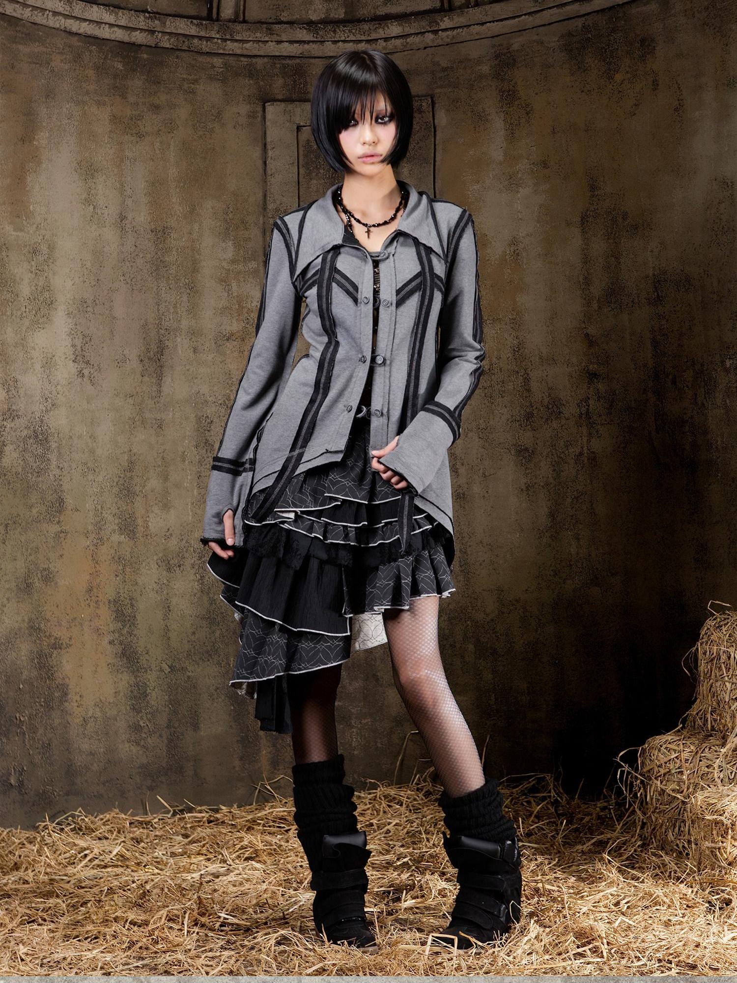 ARIADNAw Regal Multi Layer Puff Loose Fit Mid Rise Women City Date Travel Mini Skirt