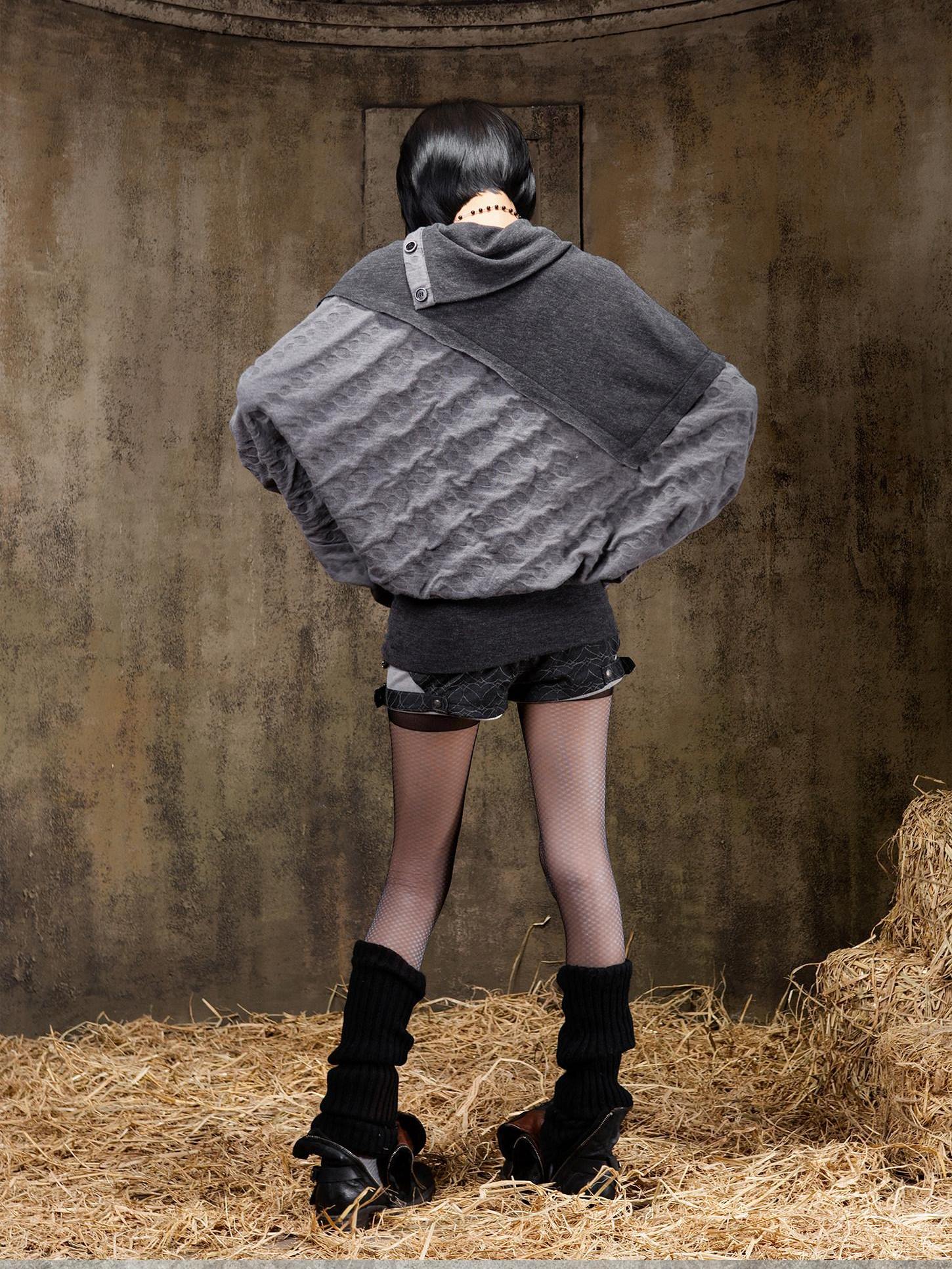 ARIADNAw Soft Vintage Loose Patchwork Batwing Cowl Neck Polka Dot Girls Hoodies