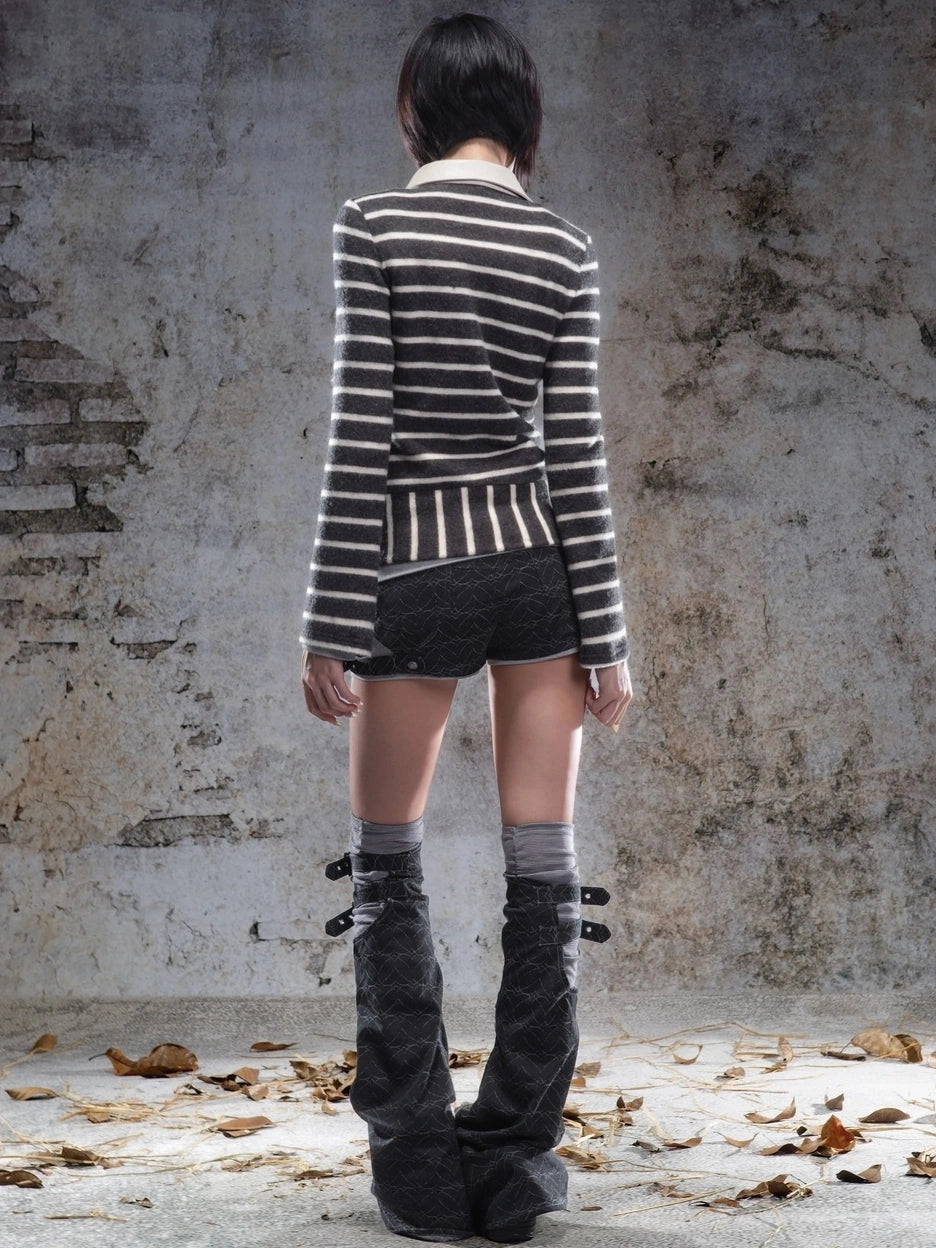 ARIADNAw Striped Turn Dip Slim Fit Top Jacket