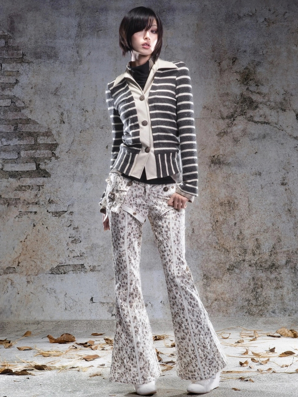 ARIADNAw Striped Turn Dip Slim Fit Top Jacket