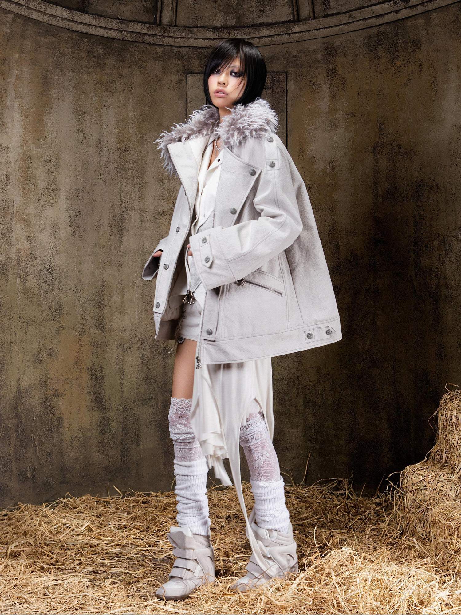 ARIADNAw Tie Waist Single Breasted Commuter Long Sleeve Black Grey Jacket