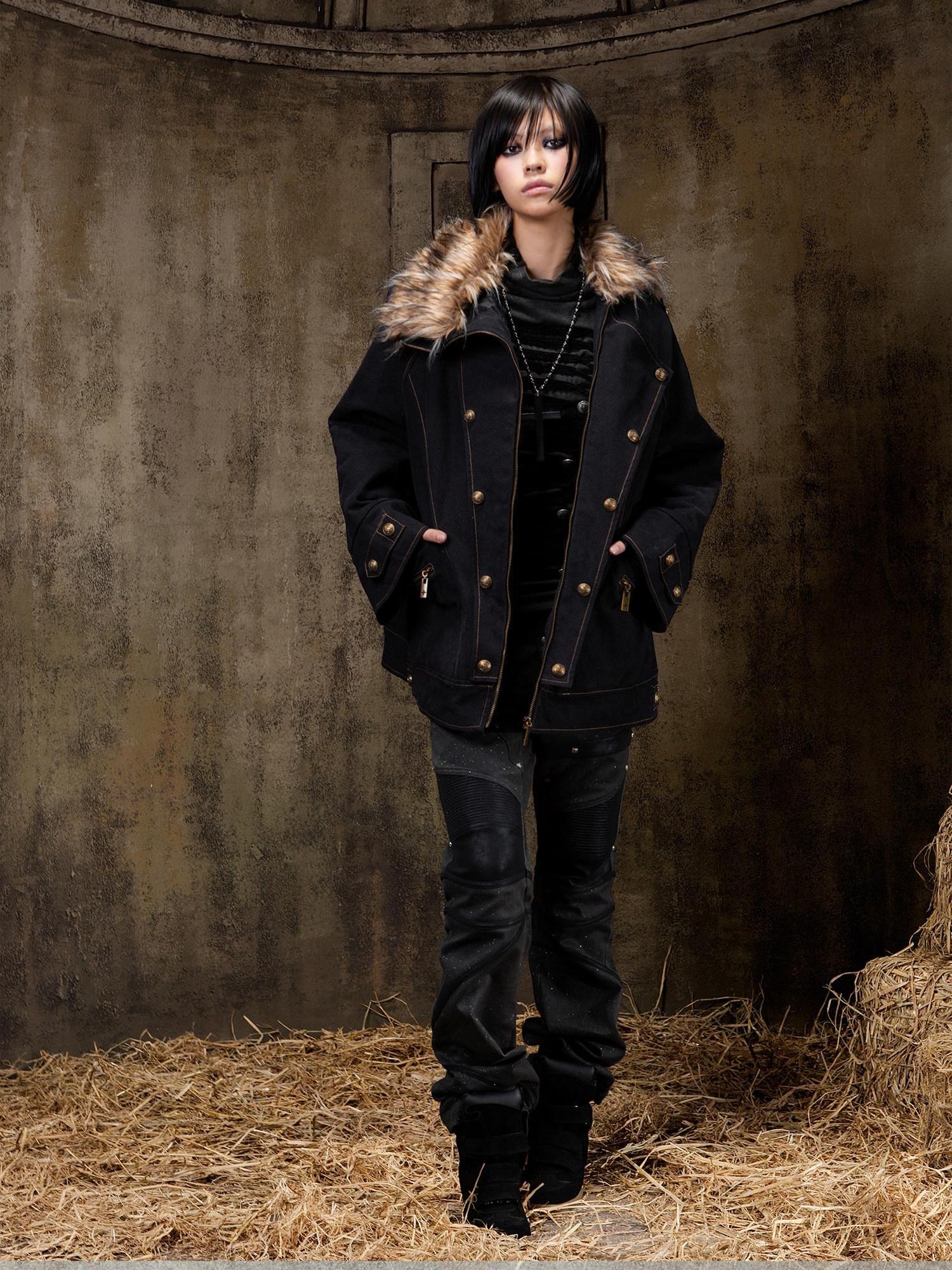 ARIADNAw Tie Waist Single Breasted Commuter Long Sleeve Black Grey Jacket