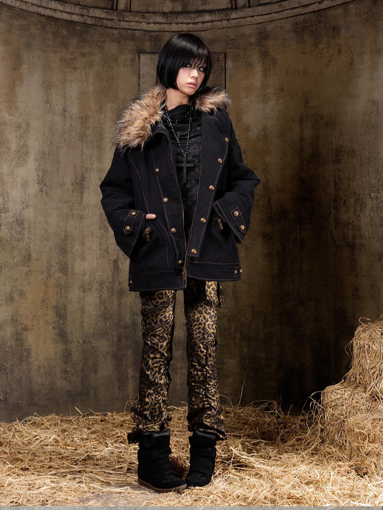 ARIADNAw Tie Waist Single Breasted Commuter Long Sleeve Black Grey Jacket