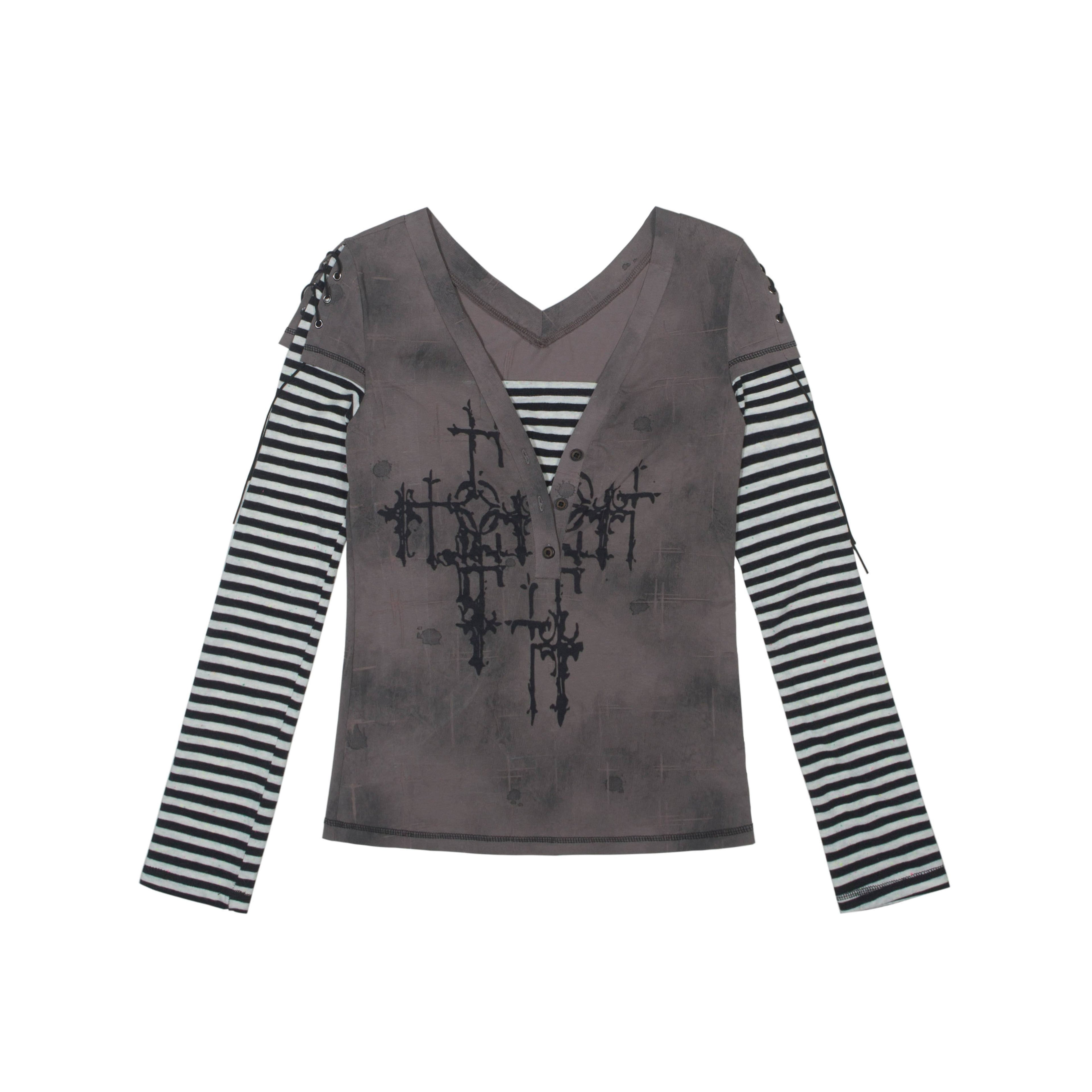 ARIADNAw_Totem_Cross_Print_Faux_Layered_Punk_Women&