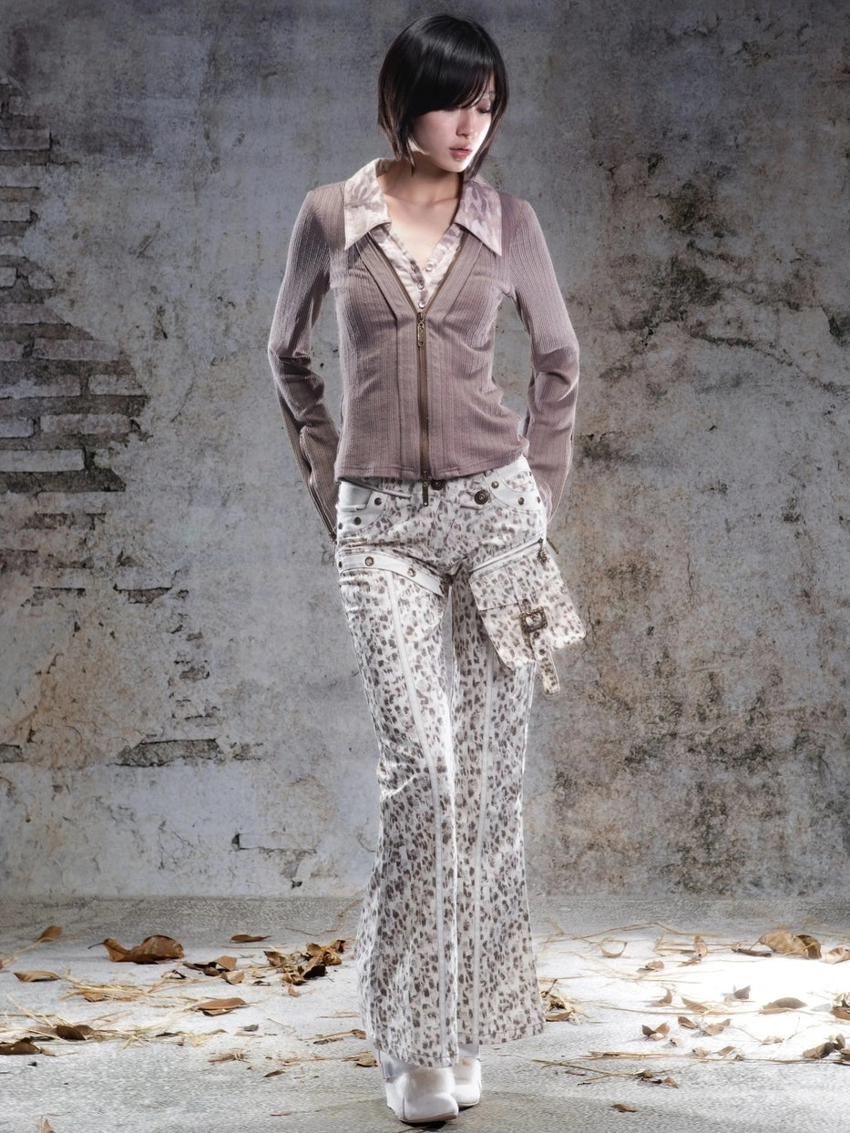 ARIADNAw Two Tone V-neck Knit Top Cardigan