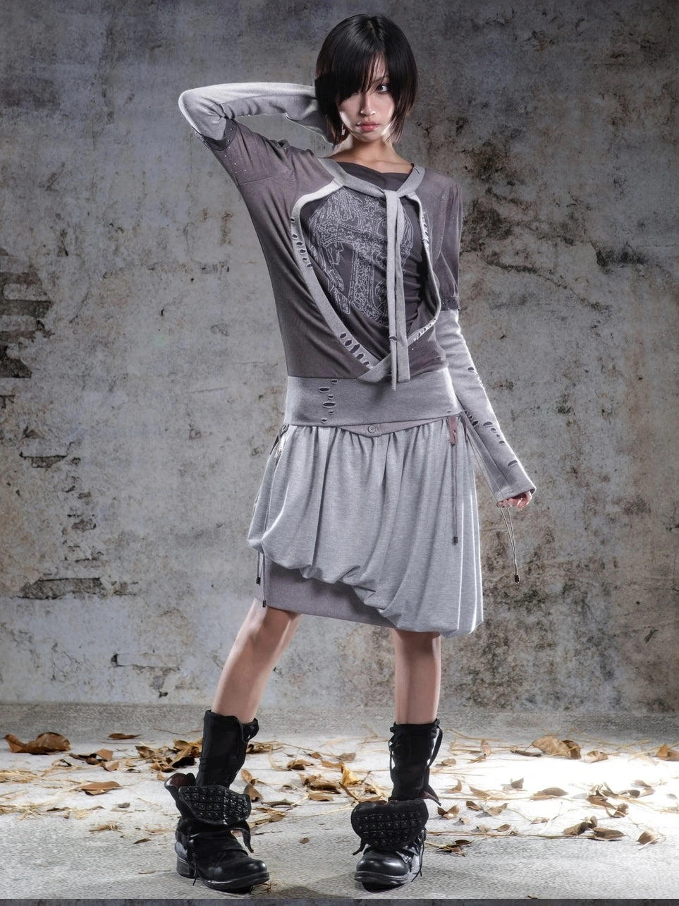 ARIADNAw Two Way V-neck Stretch Knit Top Cardigan